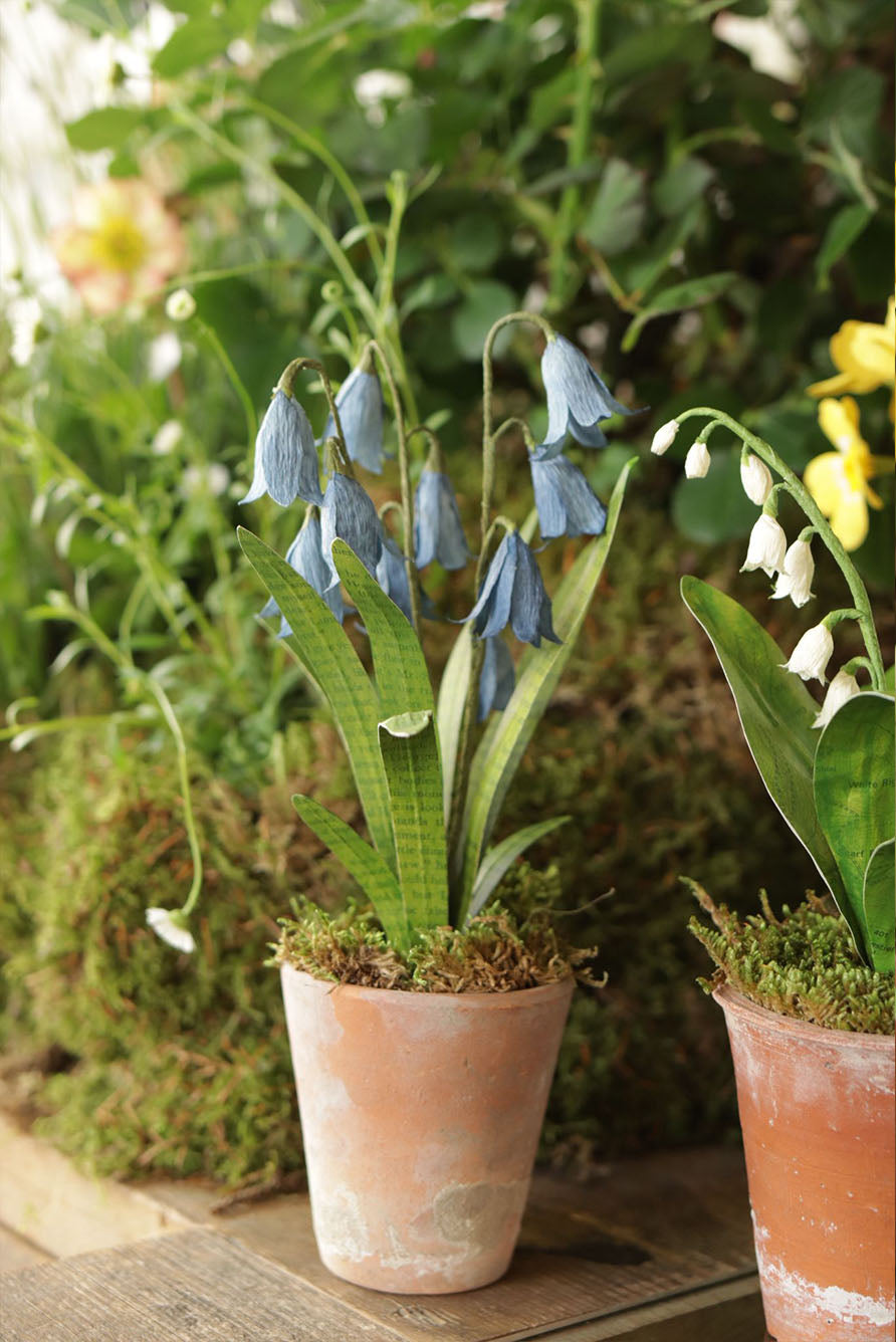 Bluebells Paper Flowers & Clay Pot