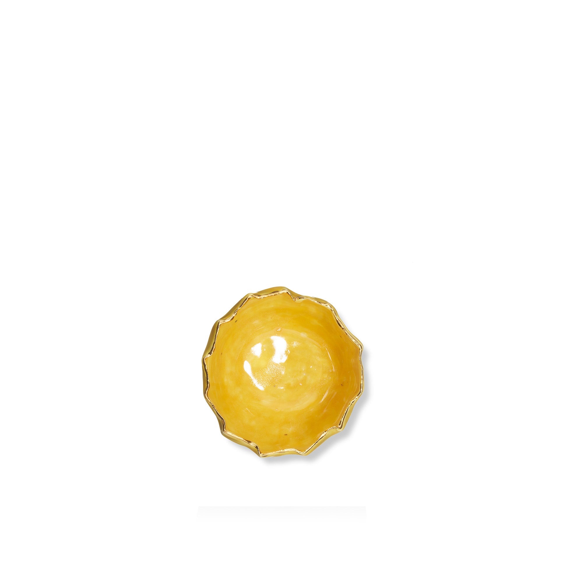 Gold Rim Yellow Pinch Pot, 7cm