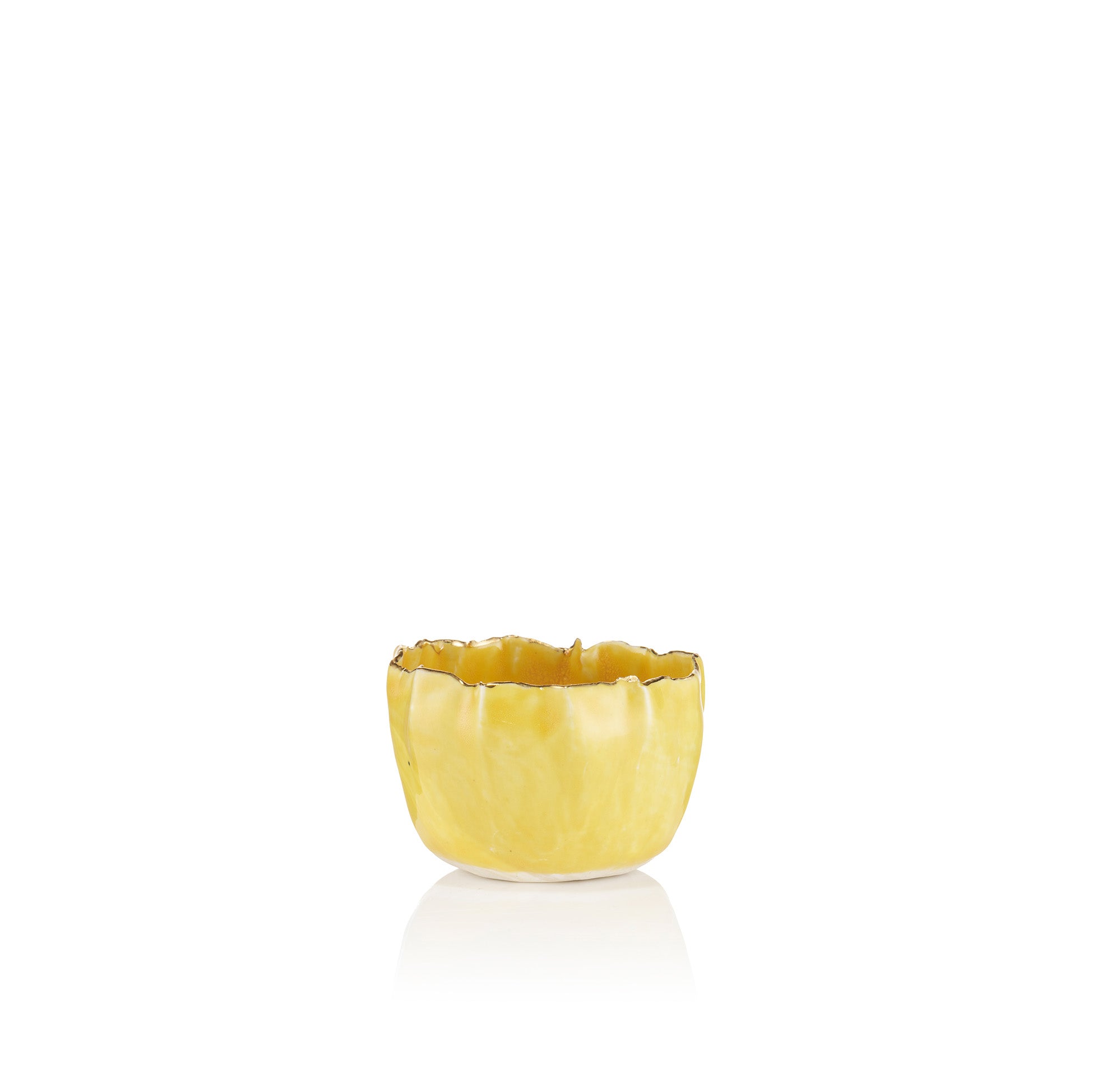 Gold Rim Yellow Pinch Pot, 7cm