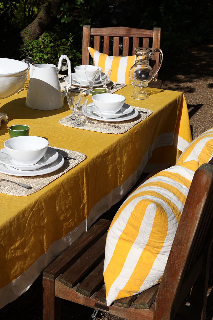 'Full Field' Linen Napkin in Lemon Yellow, 50x50cm