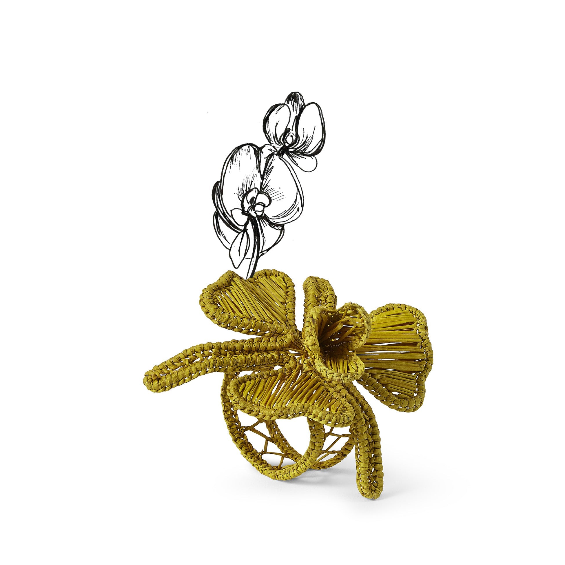 Handwoven Orchid Napkin Ring in Yellow