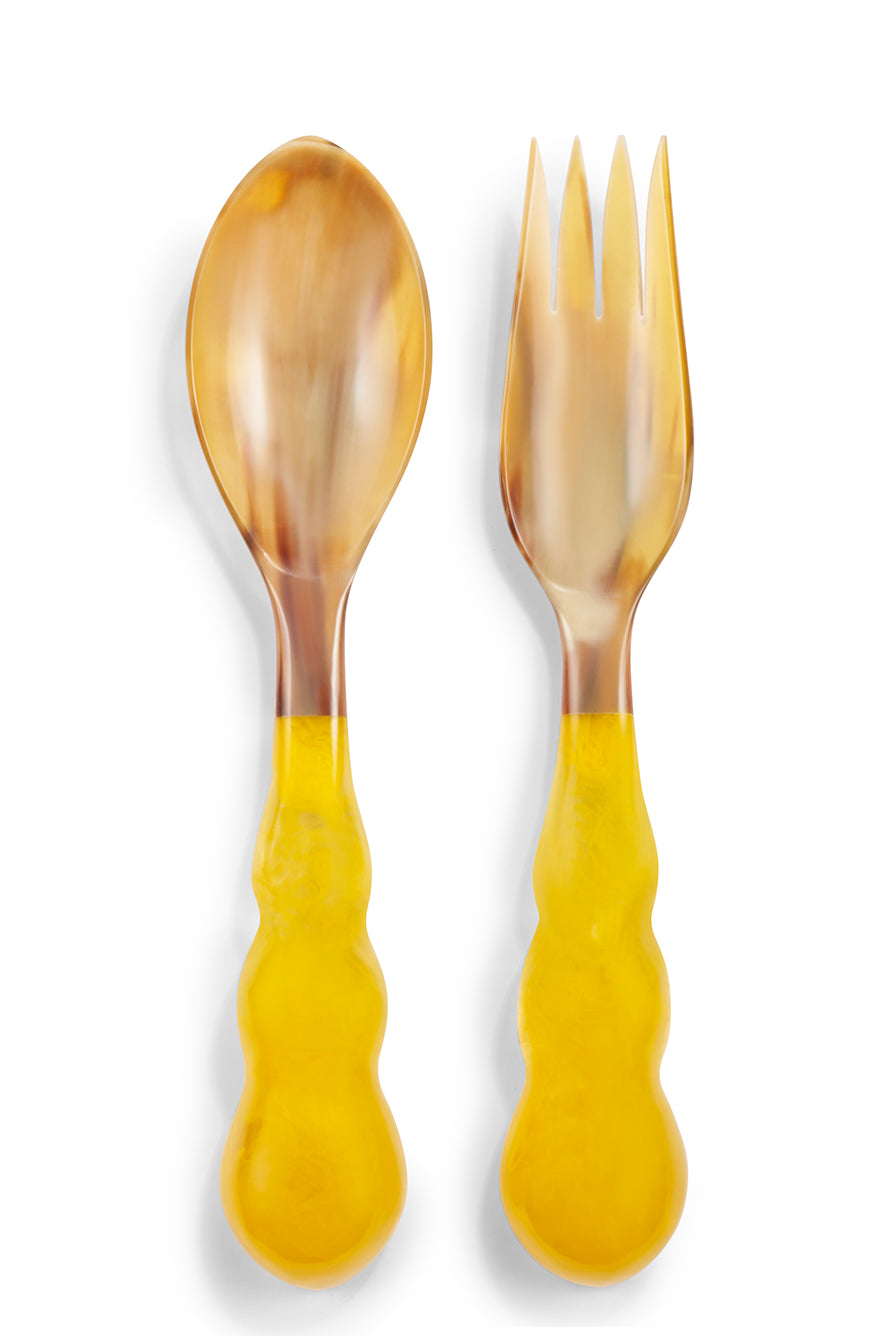 Pair of Resin Salad Servers in Yellow, 33cm