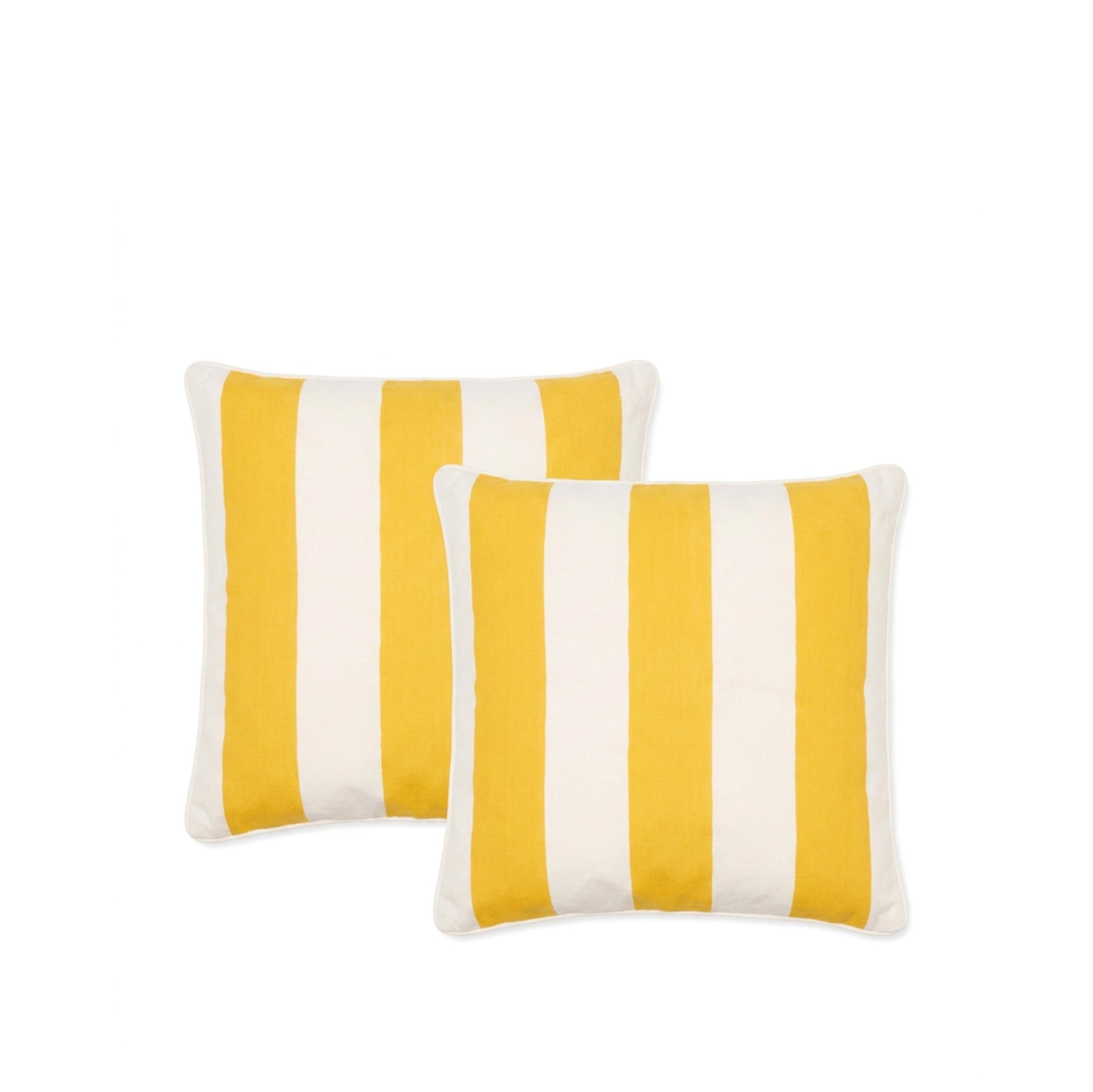 Set of Two 'Stripe' Linen Cushions in Lemon Yellow, 50x50cm