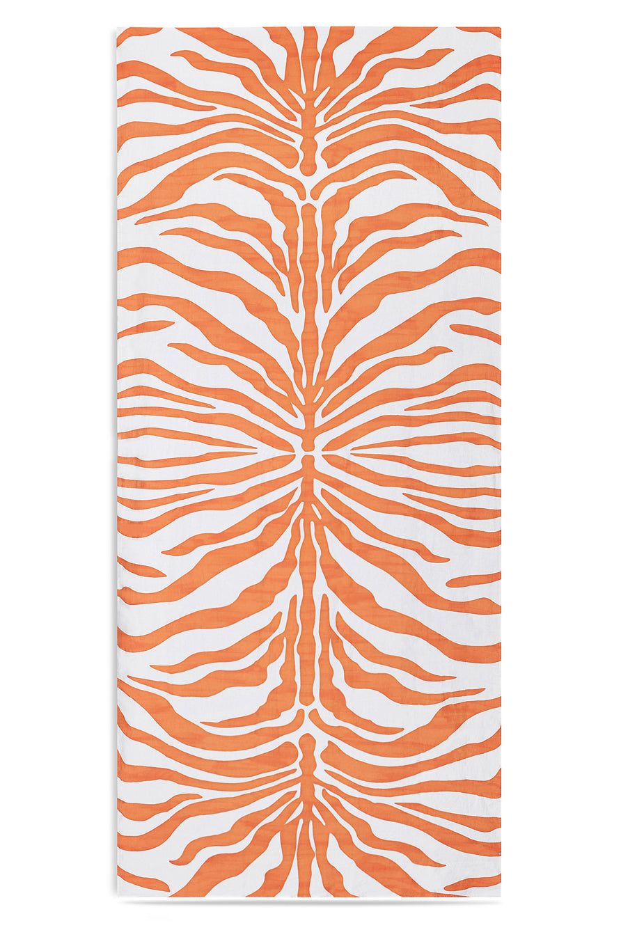 Zebra Linen Tablecloth in Tangerine Orange