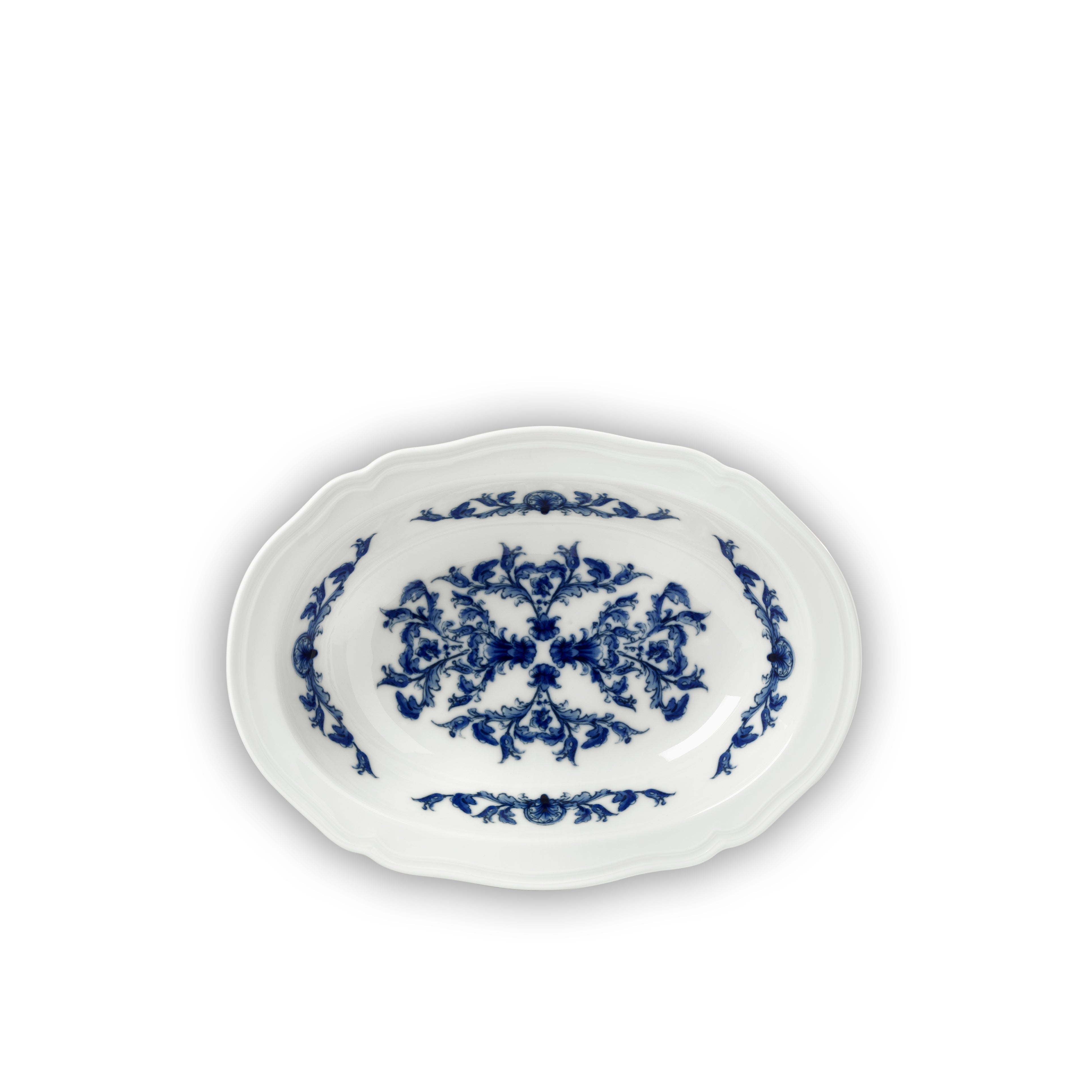 Antico Doccia Deep Oval Platter in Babele Blu, 25cm
