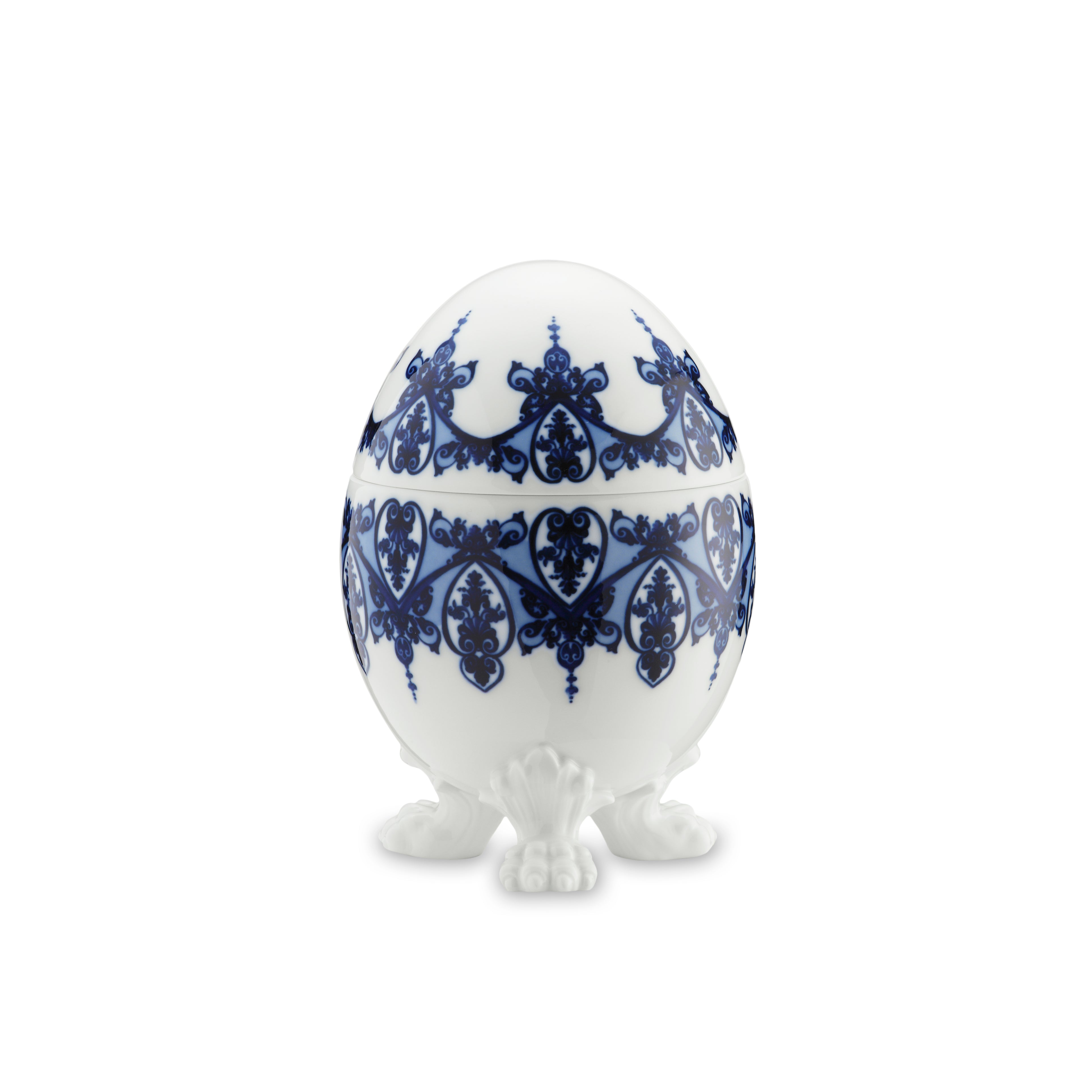 Decorative Egg with Lion Paws in Babele Blu, 20cm