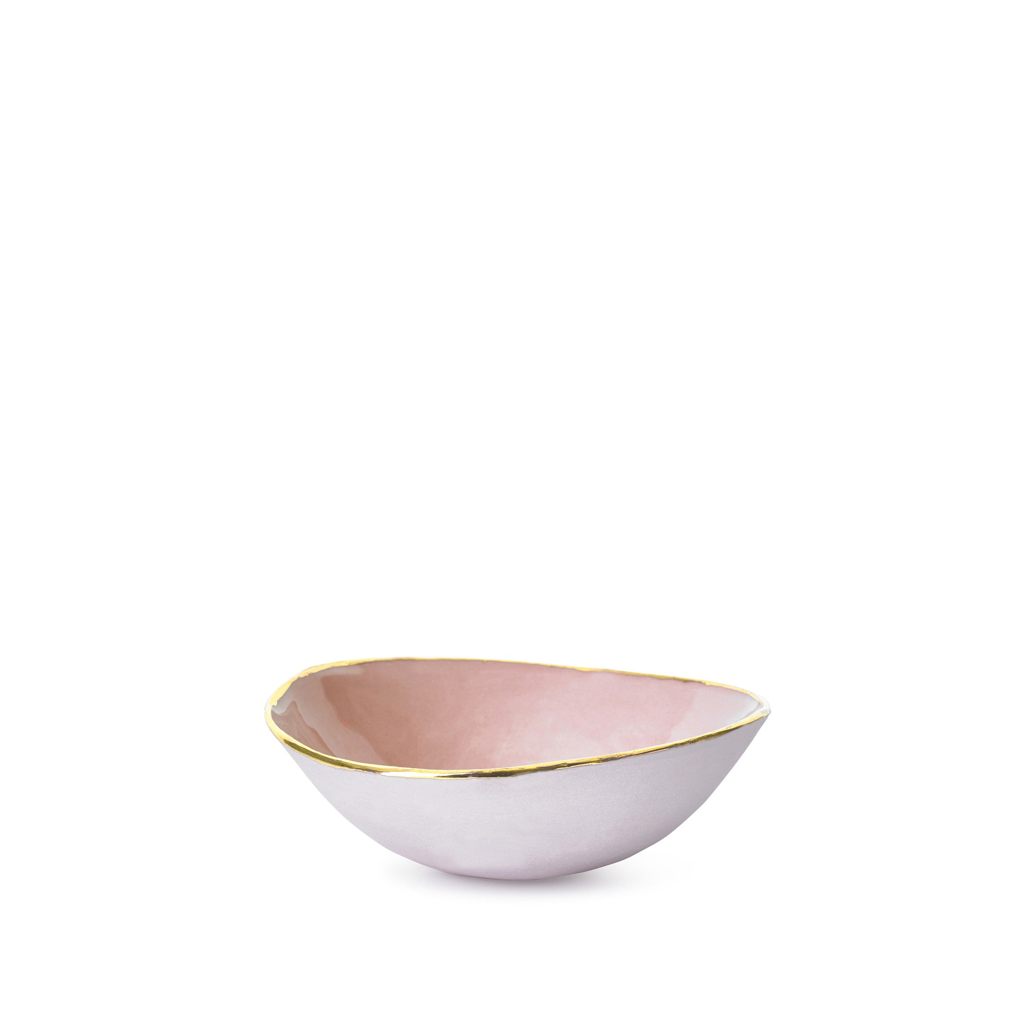 Pink Ceramic Bowl with Gold Rim, 10cm
