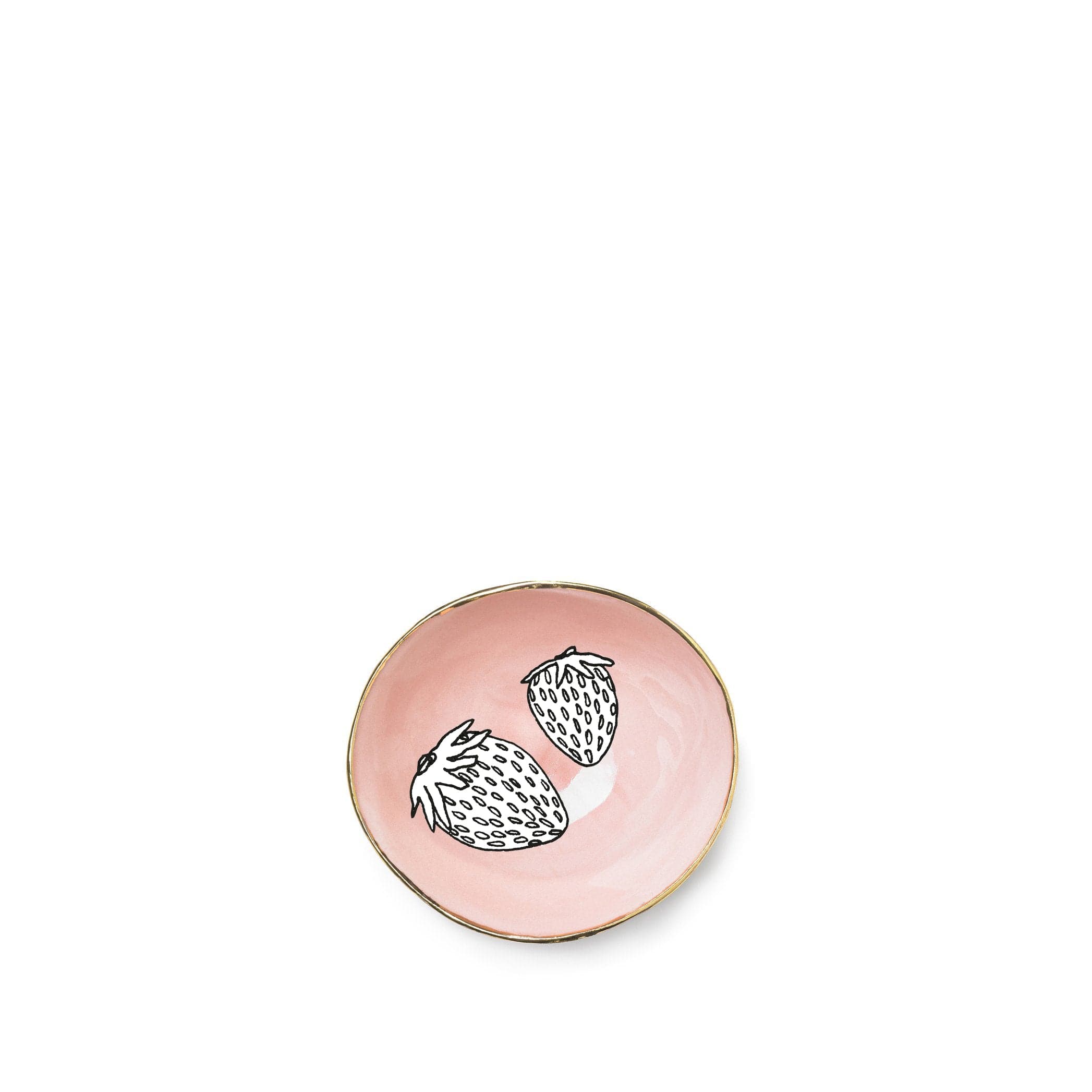Pink Ceramic Bowl with Gold Rim, 10cm