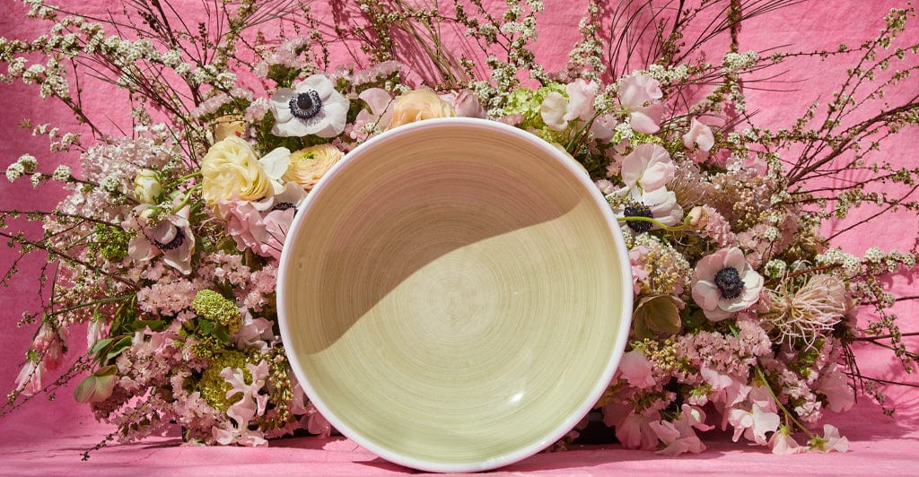 S&B 'Brushed' Ceramic Pasta Bowl in Season Green, 22cm