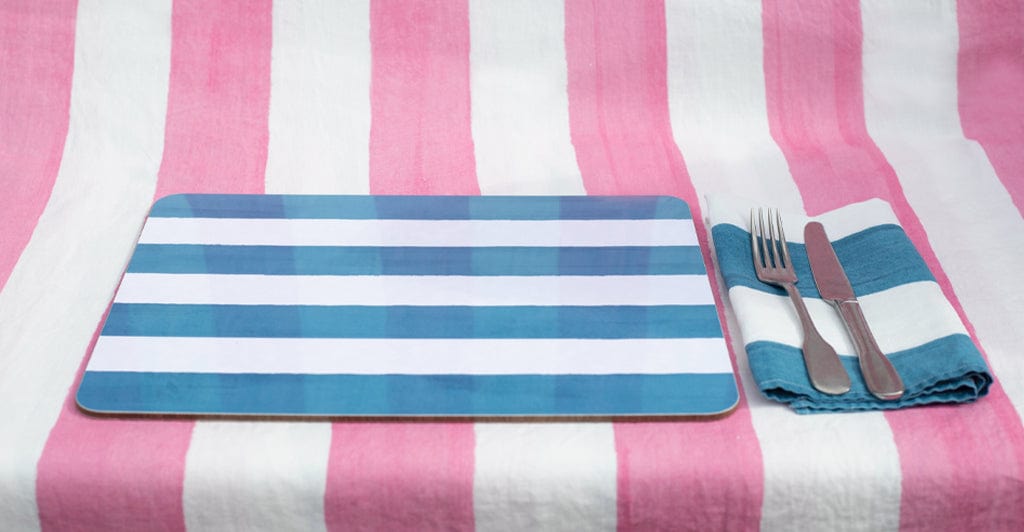 Stripe CorkBacked Placemat in Sky Blue Summerill &