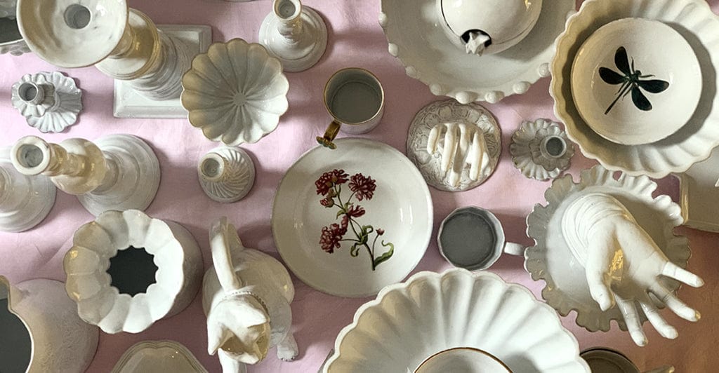 Pair of Istanbul Small Candlesticks By Astier de Villatte, 26.5cm