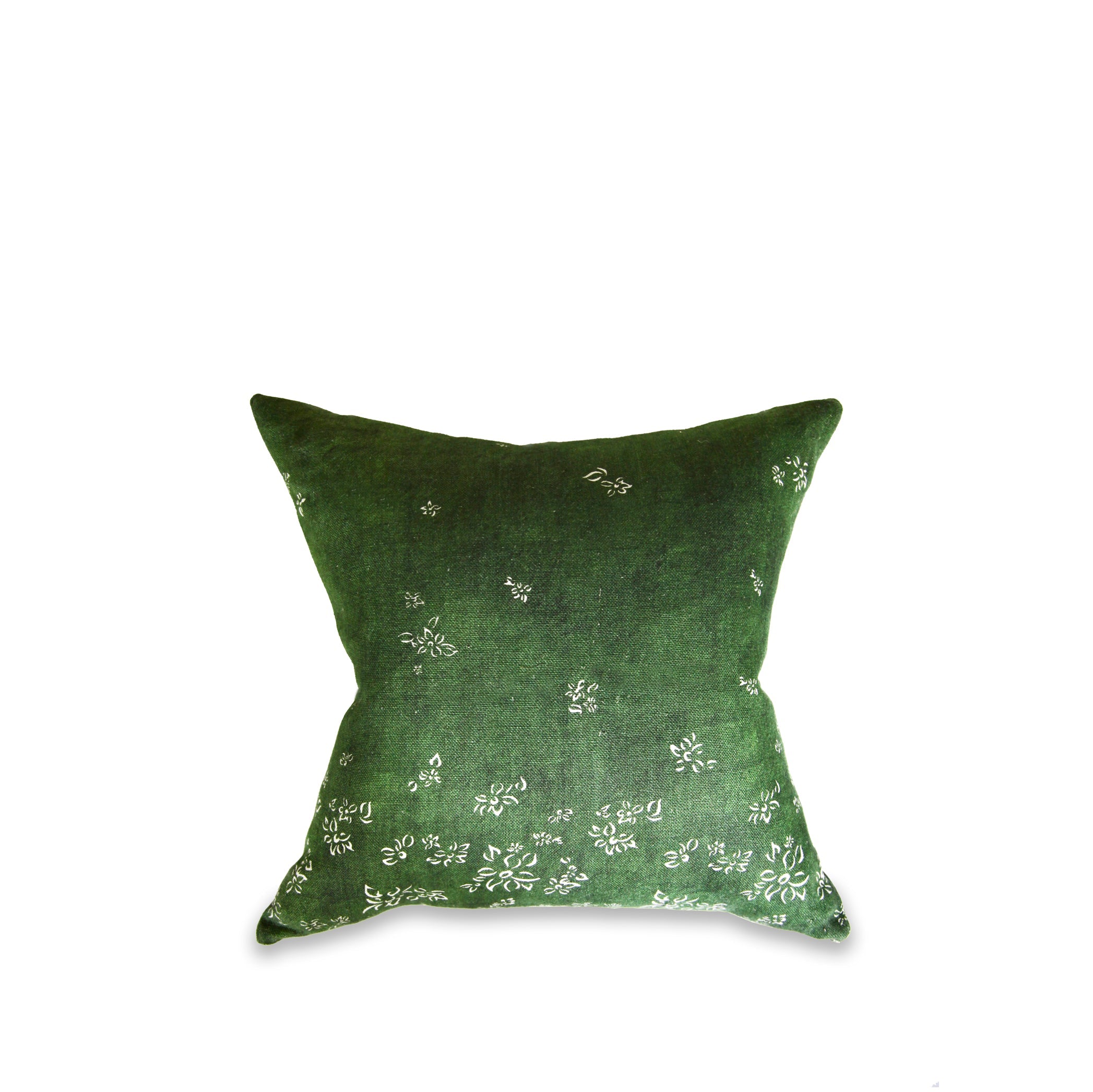 Heavy Linen Falling Flower Cushion in Full Field Green, 50cm x 50cm