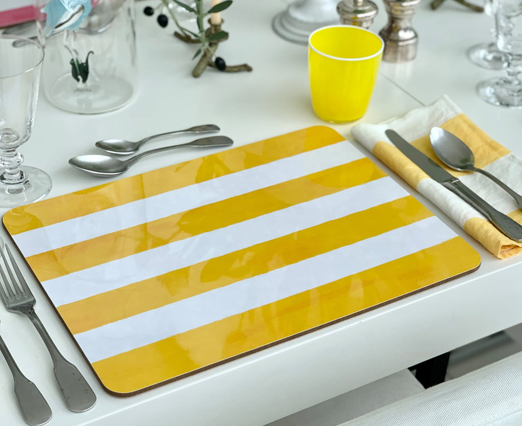 Stripe CorkBacked Placemat in Sky Blue Summerill &