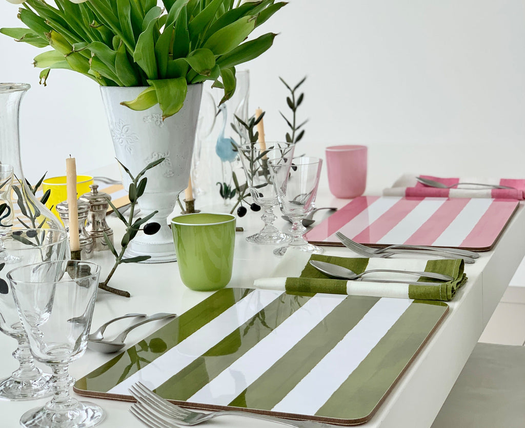Stripe CorkBacked Placemat in Lemon Yellow Summerill &