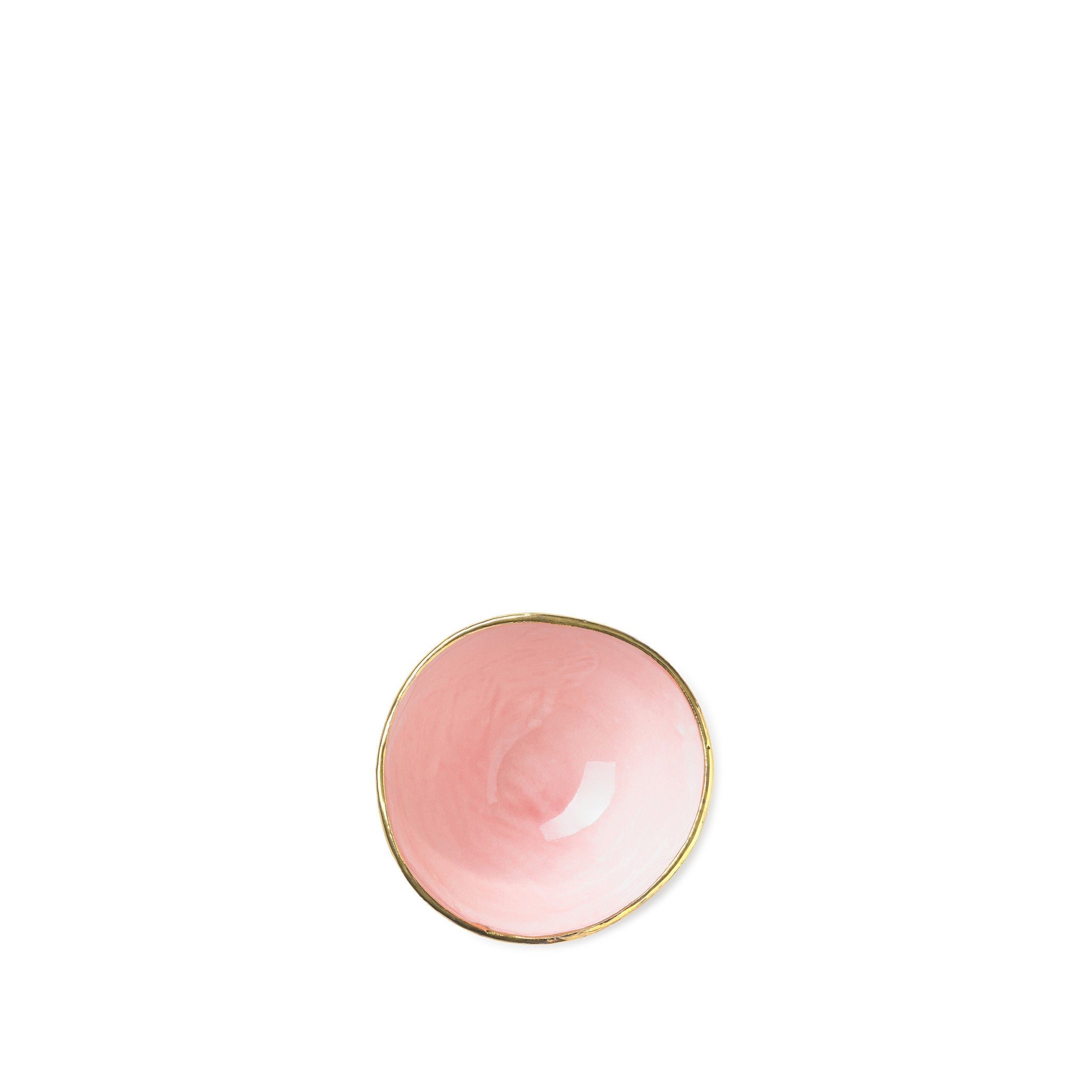 Small Pink Ceramic Bowl with Gold Rim, 6cm
