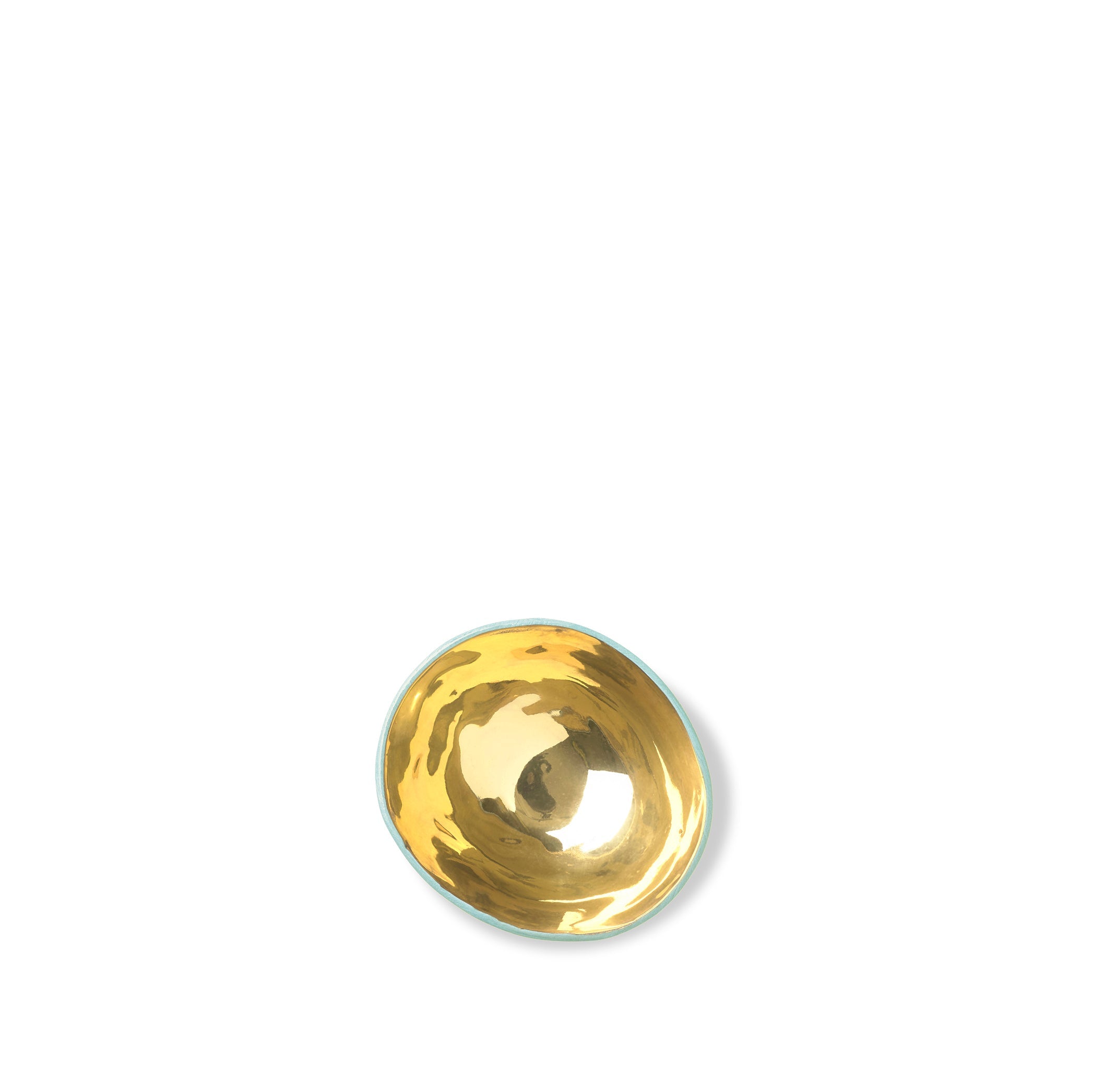 Small Green Ceramic Bowl with Gold Glaze, 6cm