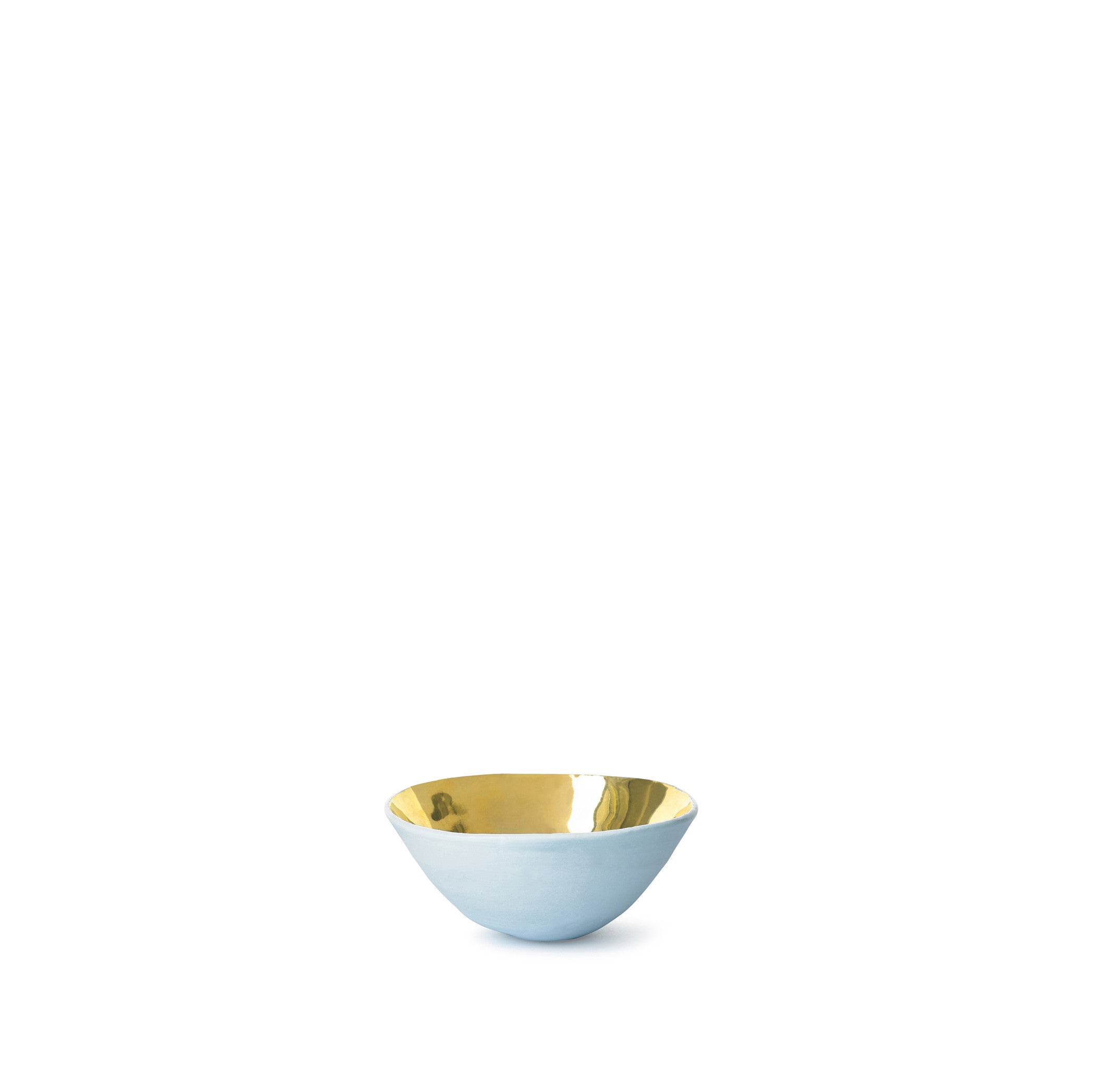 Small Light Blue Ceramic Bowl with Gold Glaze, 6cm
