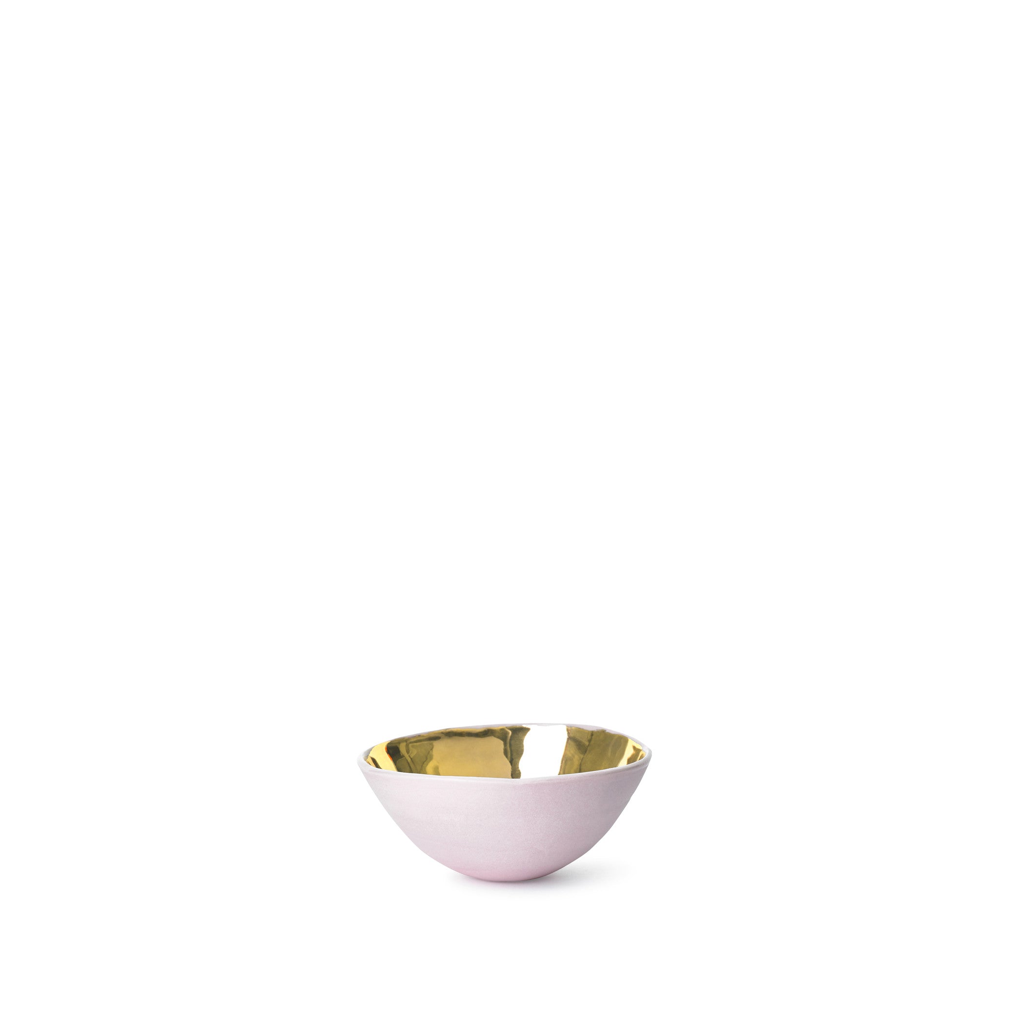 Small Pink Ceramic Bowl with Gold Glaze, 6cm