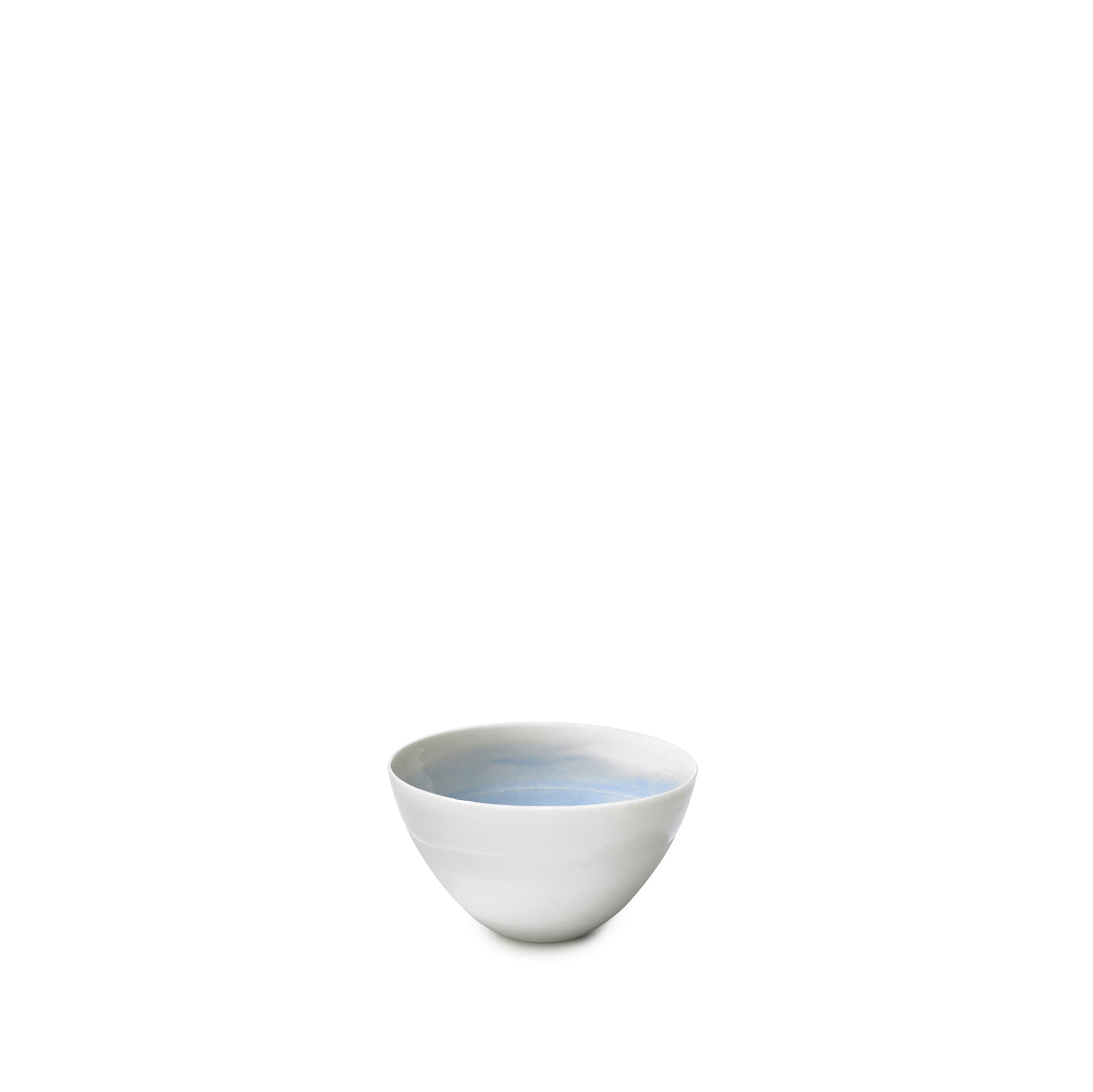 Small Light Blue Ceramic Bowl with White Edge, 8cm