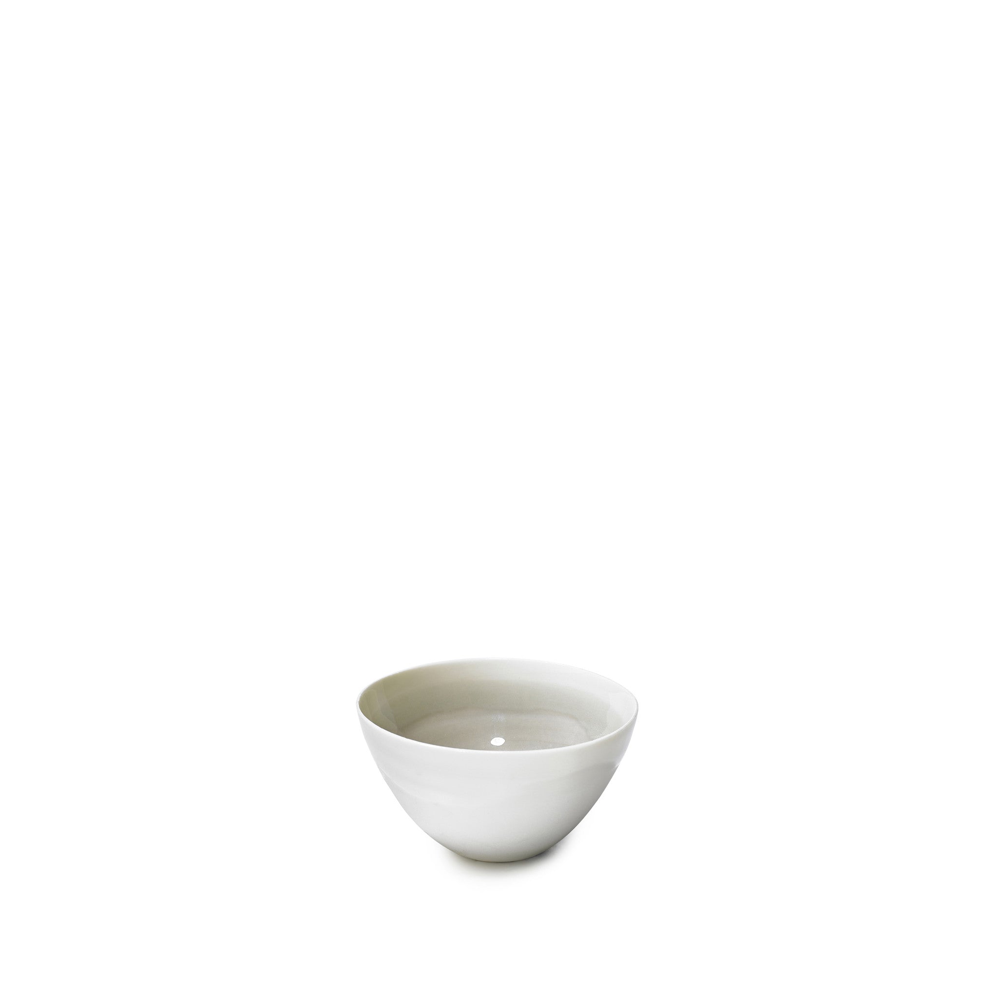 Small Light Grey Porcelain Bowl with White Edge, 8cm