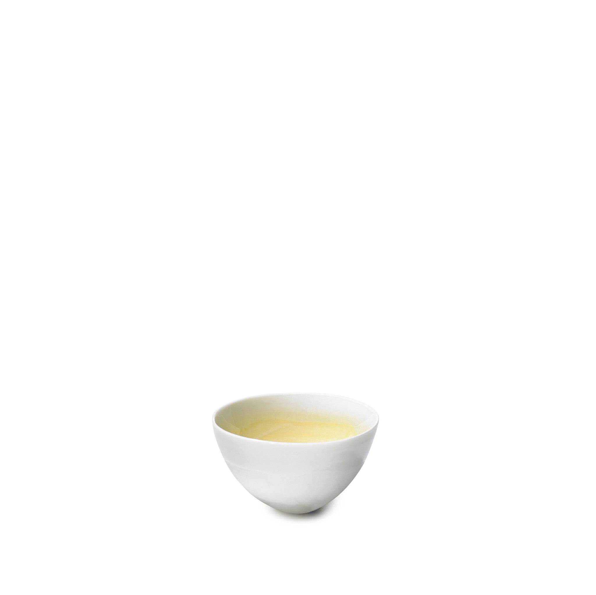 Small Yellow Porcelain Bowl with White Edge, 8cm