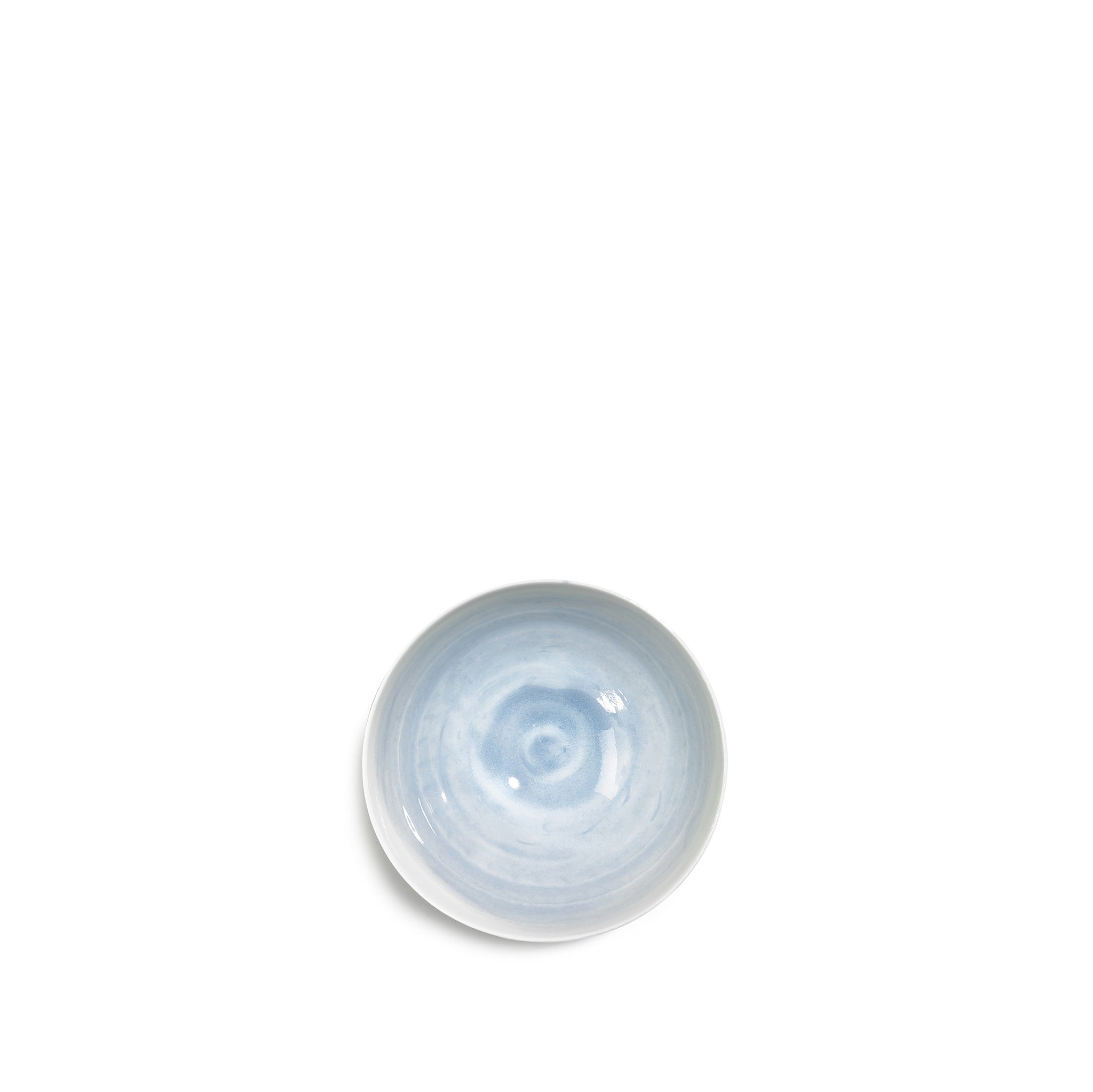 Small Light Blue Ceramic Bowl with White Edge, 8cm