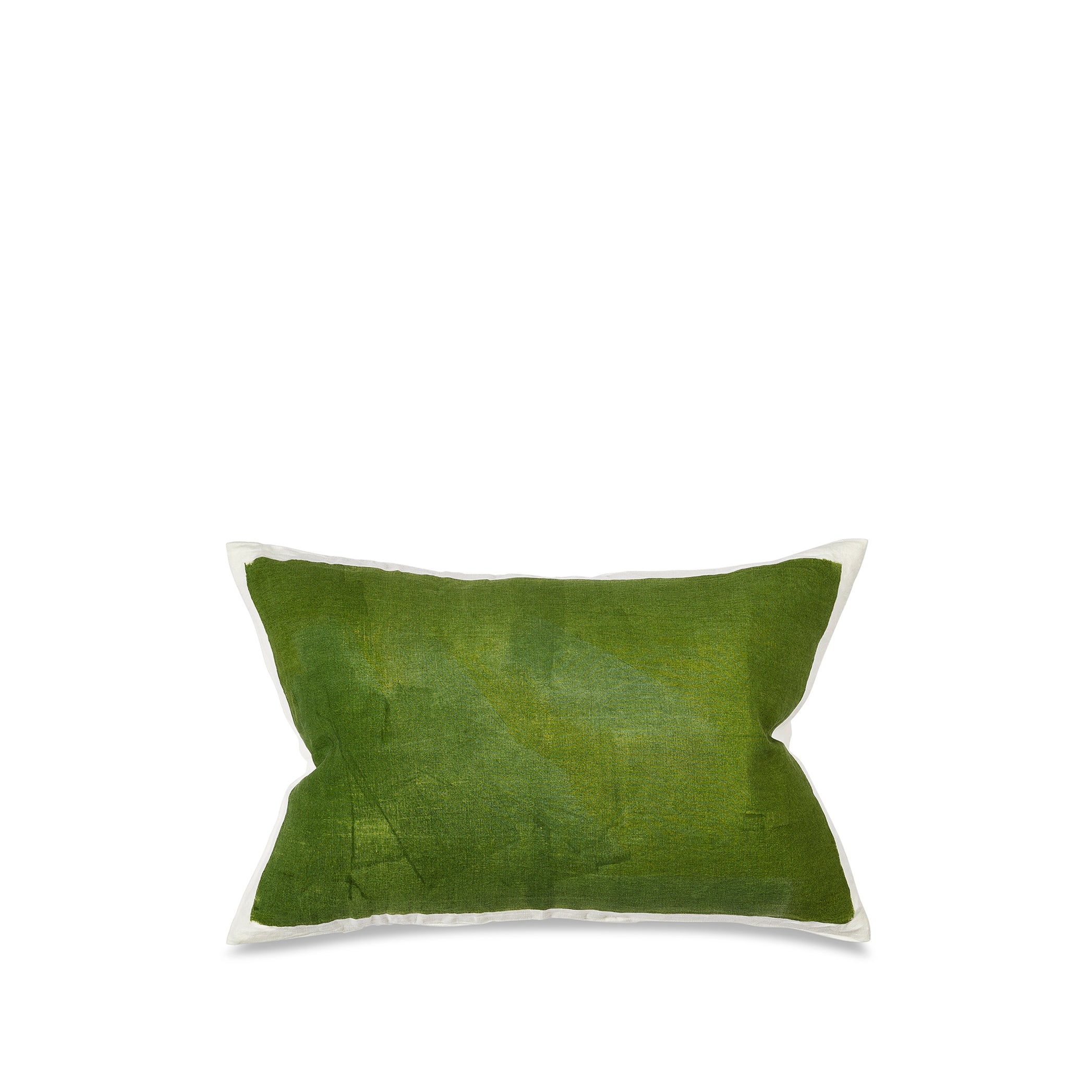 Hand Painted Linen Cushion in Avocado Green, 60cm x 40cm