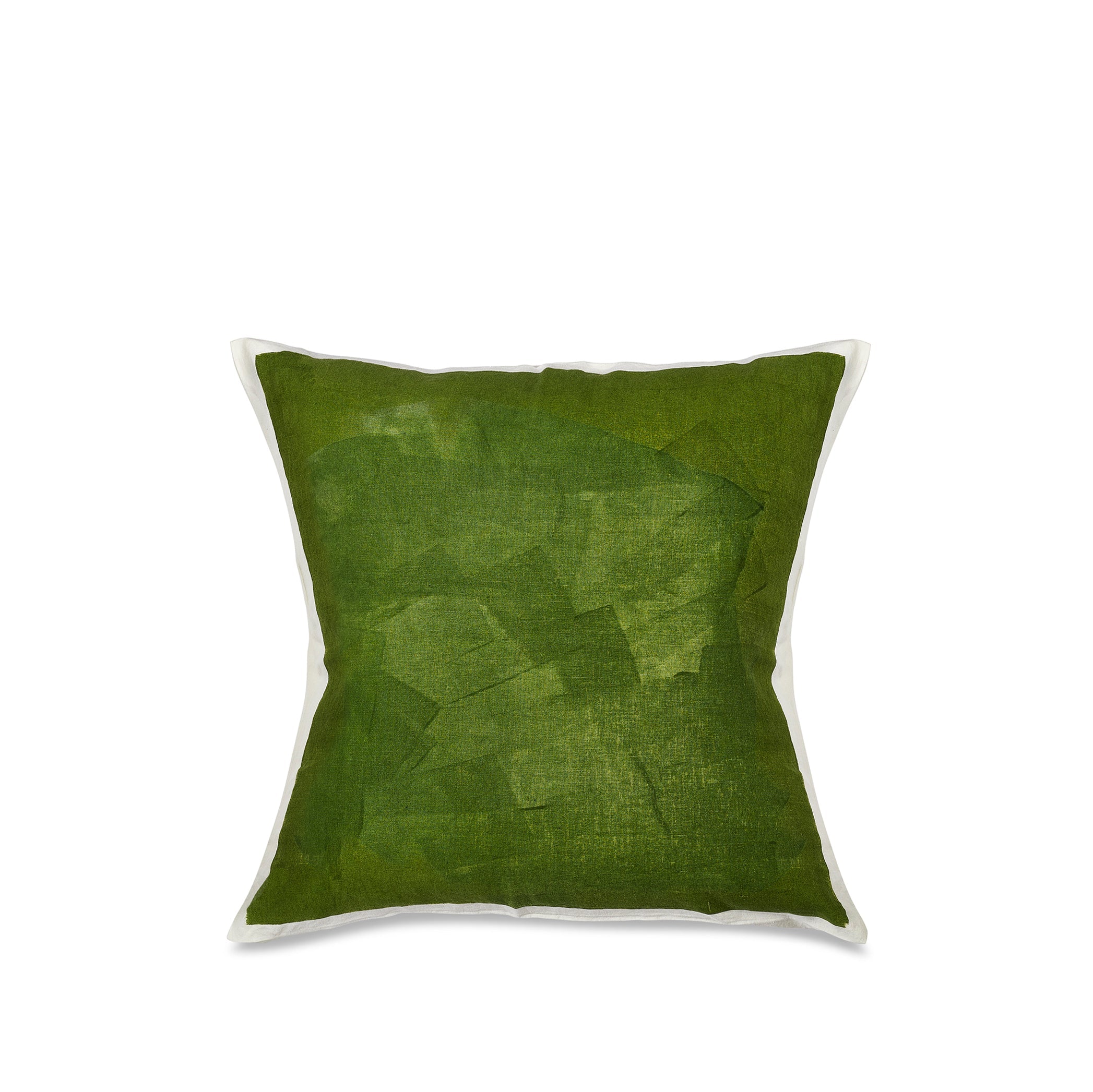 Hand Painted Linen Cushion in Avocado Green, 60cm x 60cm