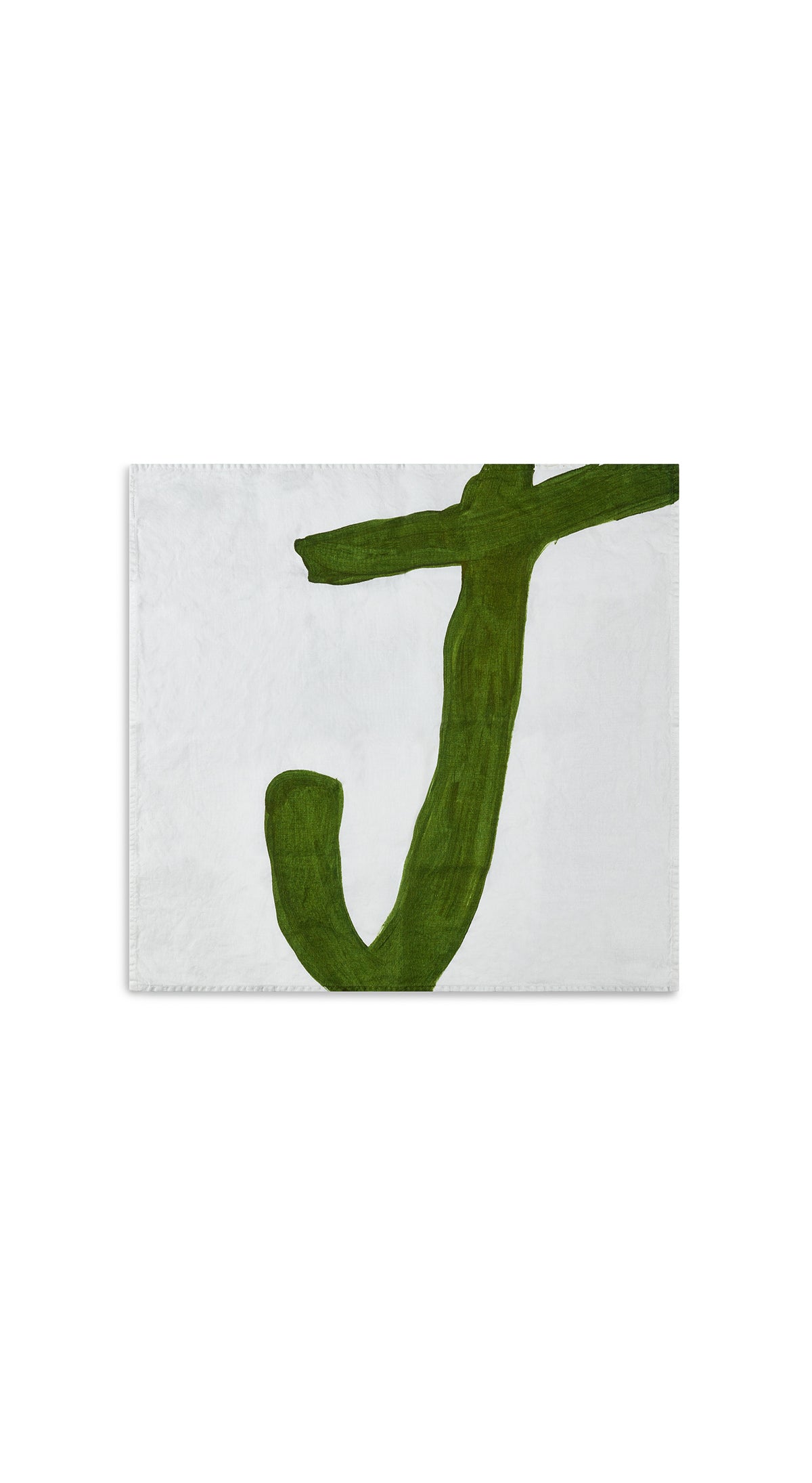 Alphabet Napkin 'J' in Avocado Green, 50x50cm