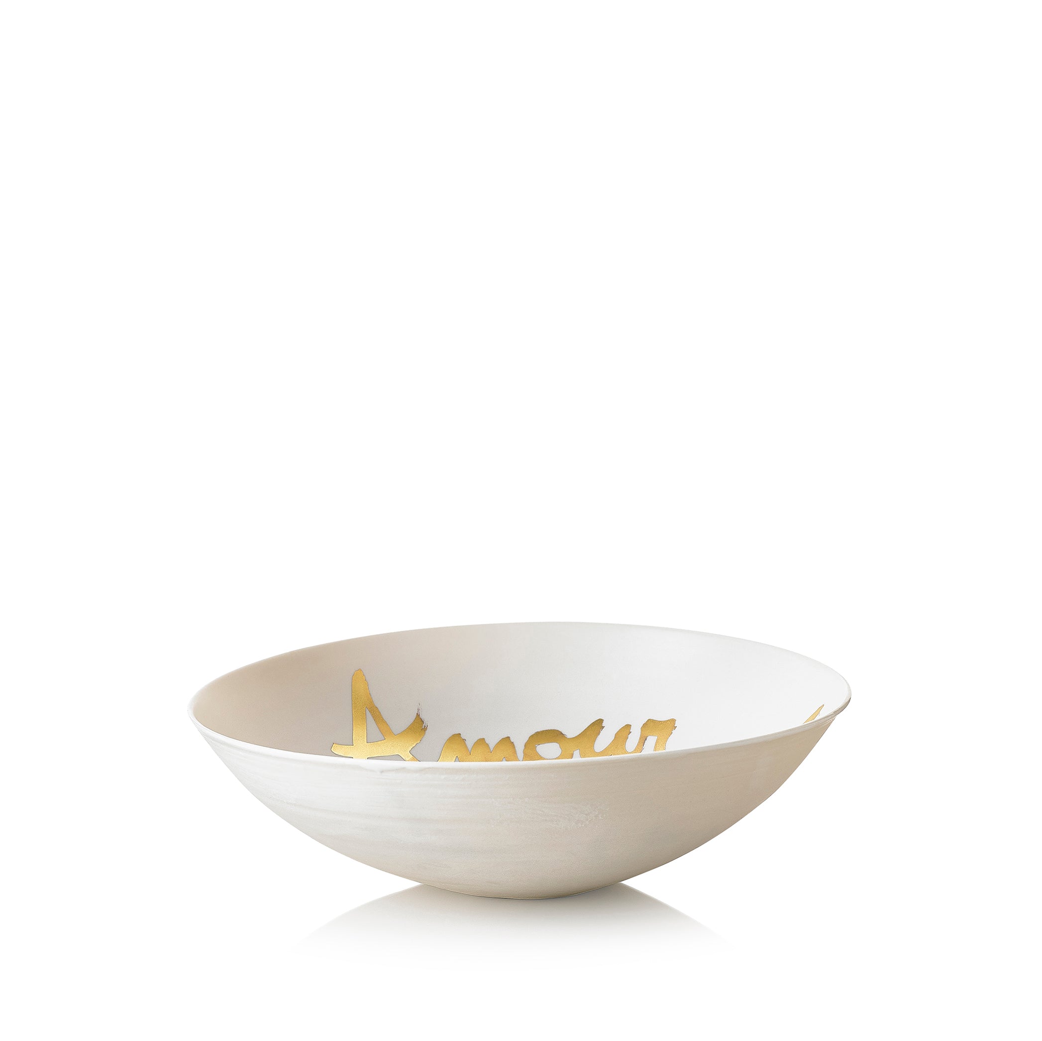 Amour Amour Amour Porcelain Bowl in Matte Gold