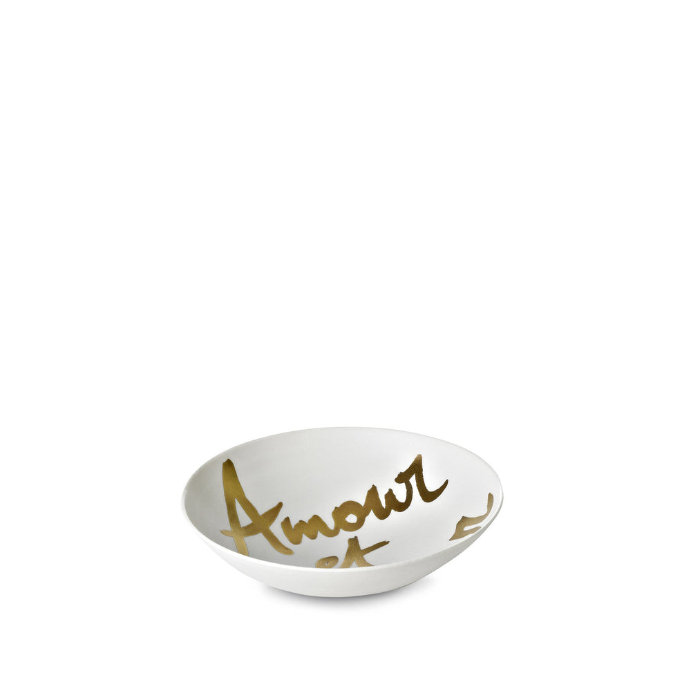 Amour Bonheur Porcelain Bowl in Matte Gold