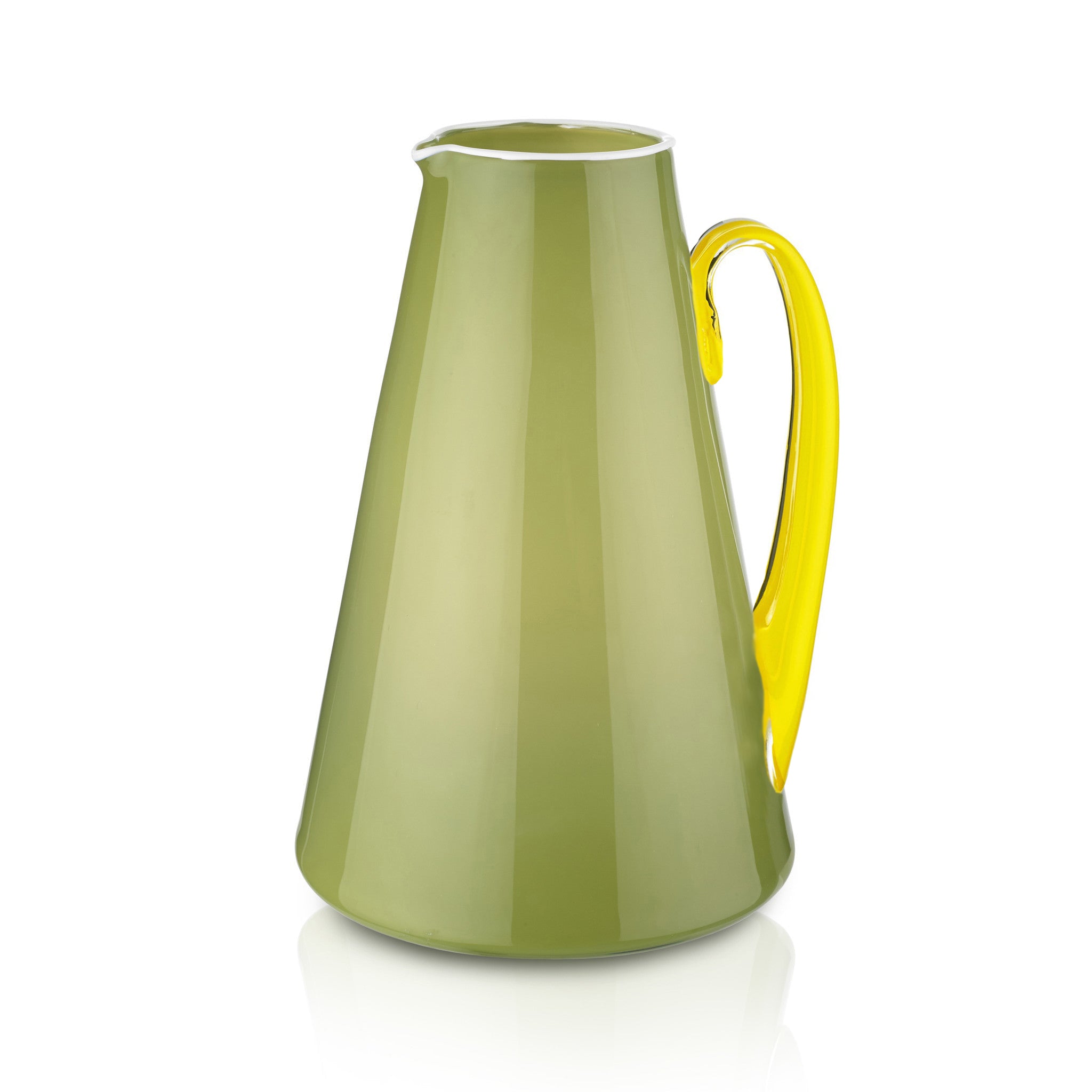 Handblown Glass Bumba Jug in Apple Green and Lemon Yellow, 3lt