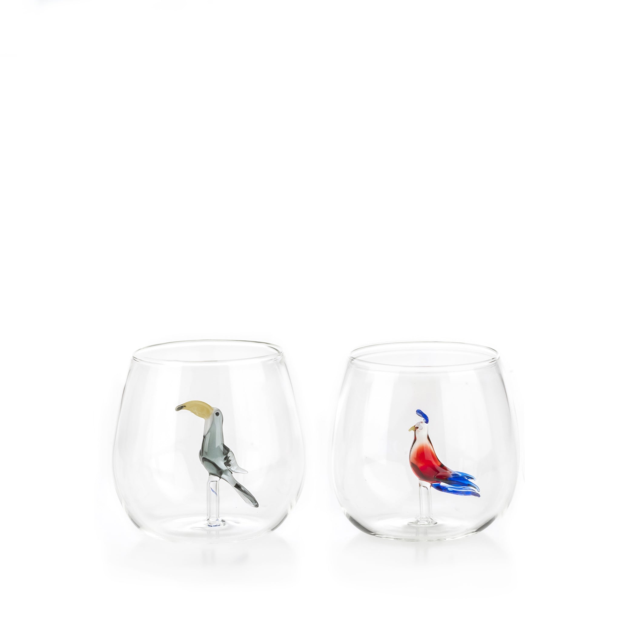Handblown Tropical Blue Bird Glass