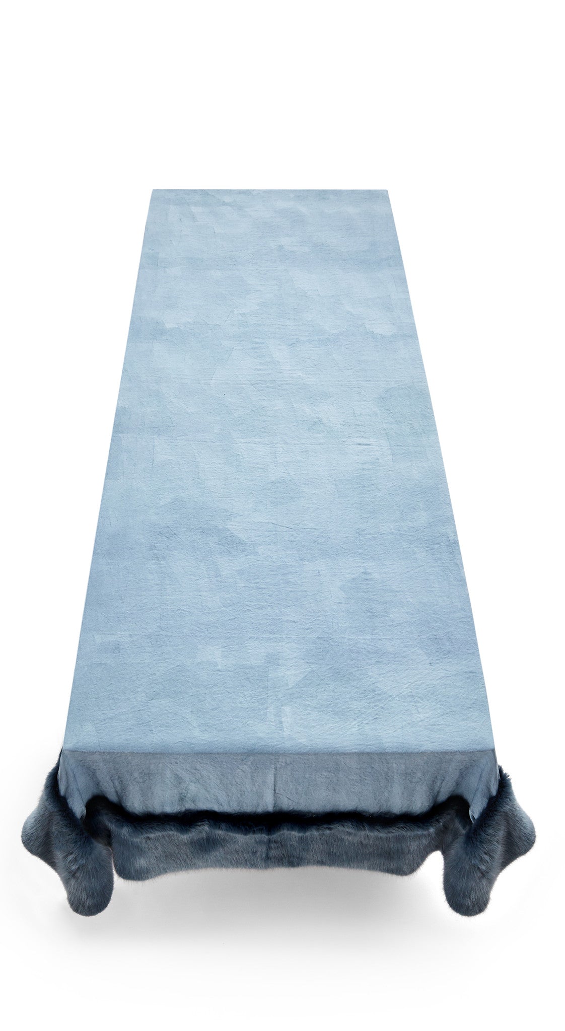 Summerill & Bishop x Shrimps Hand Painted Linen and Faux Fur Tablecloth in Powder Blue