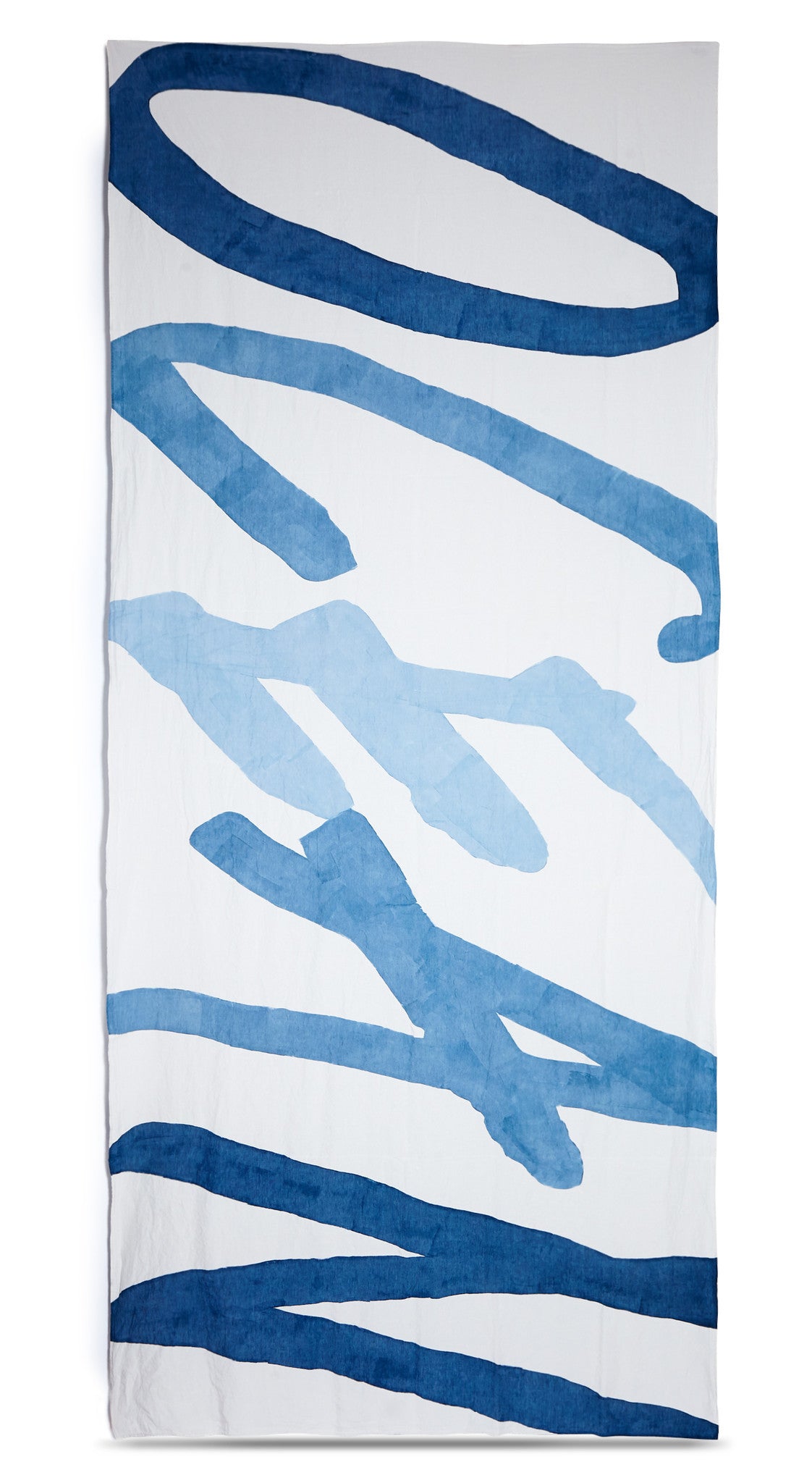 Ocean Word Linen Tablecloth in Waves of Blue