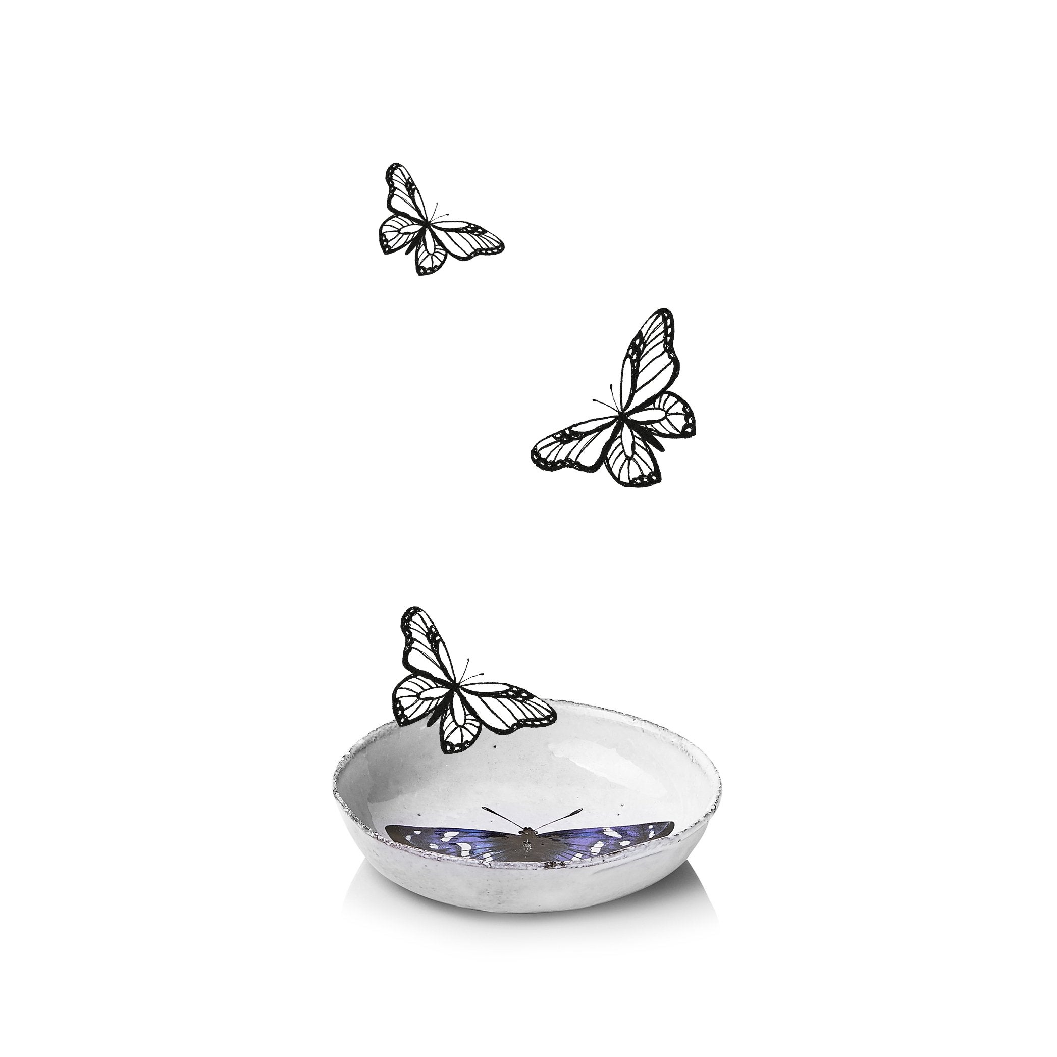Blue Butterfly Small Dish by Astier de Villatte, 9.2 cm