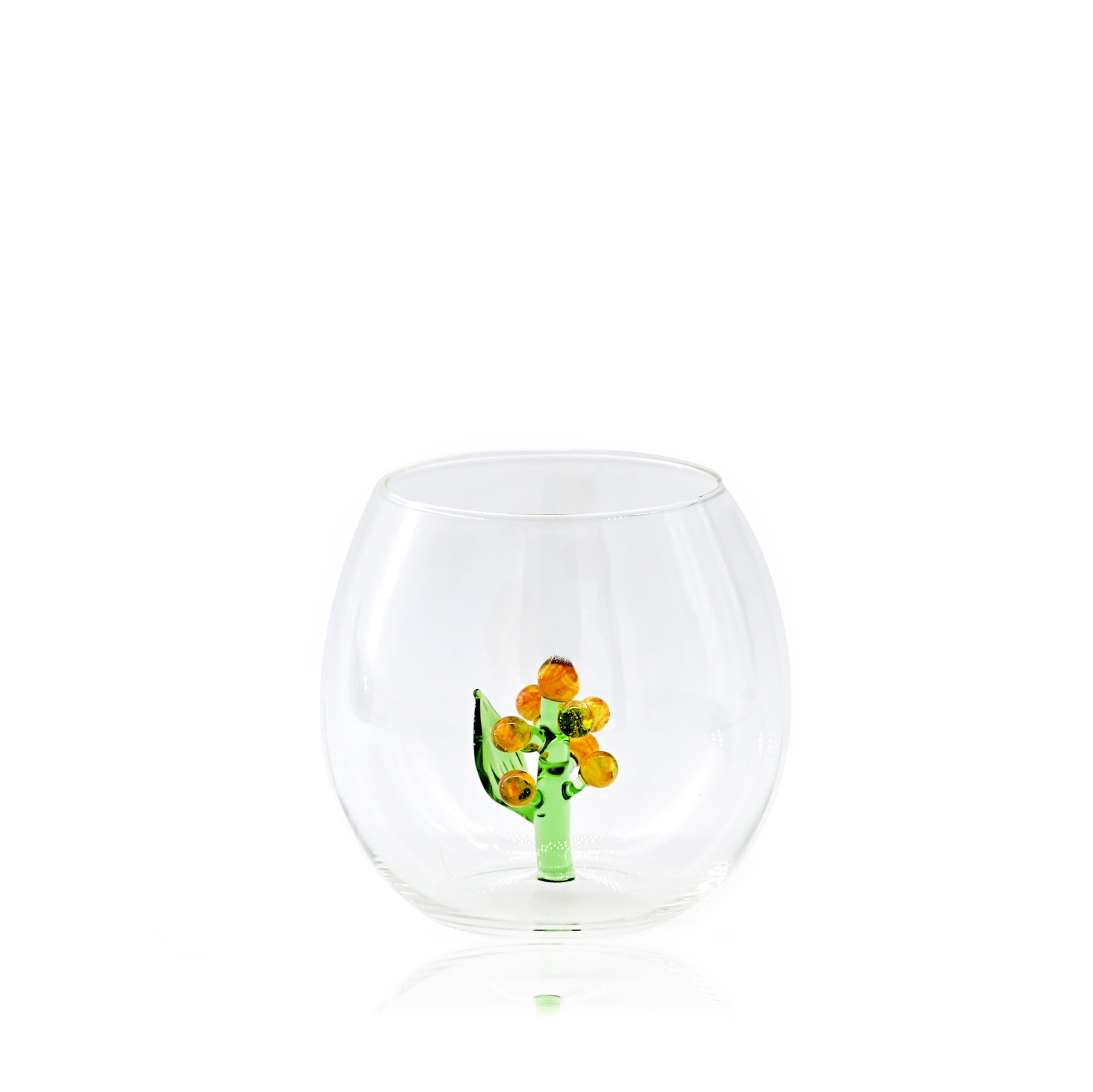 Handblown Yellow Cactus Flower Glass