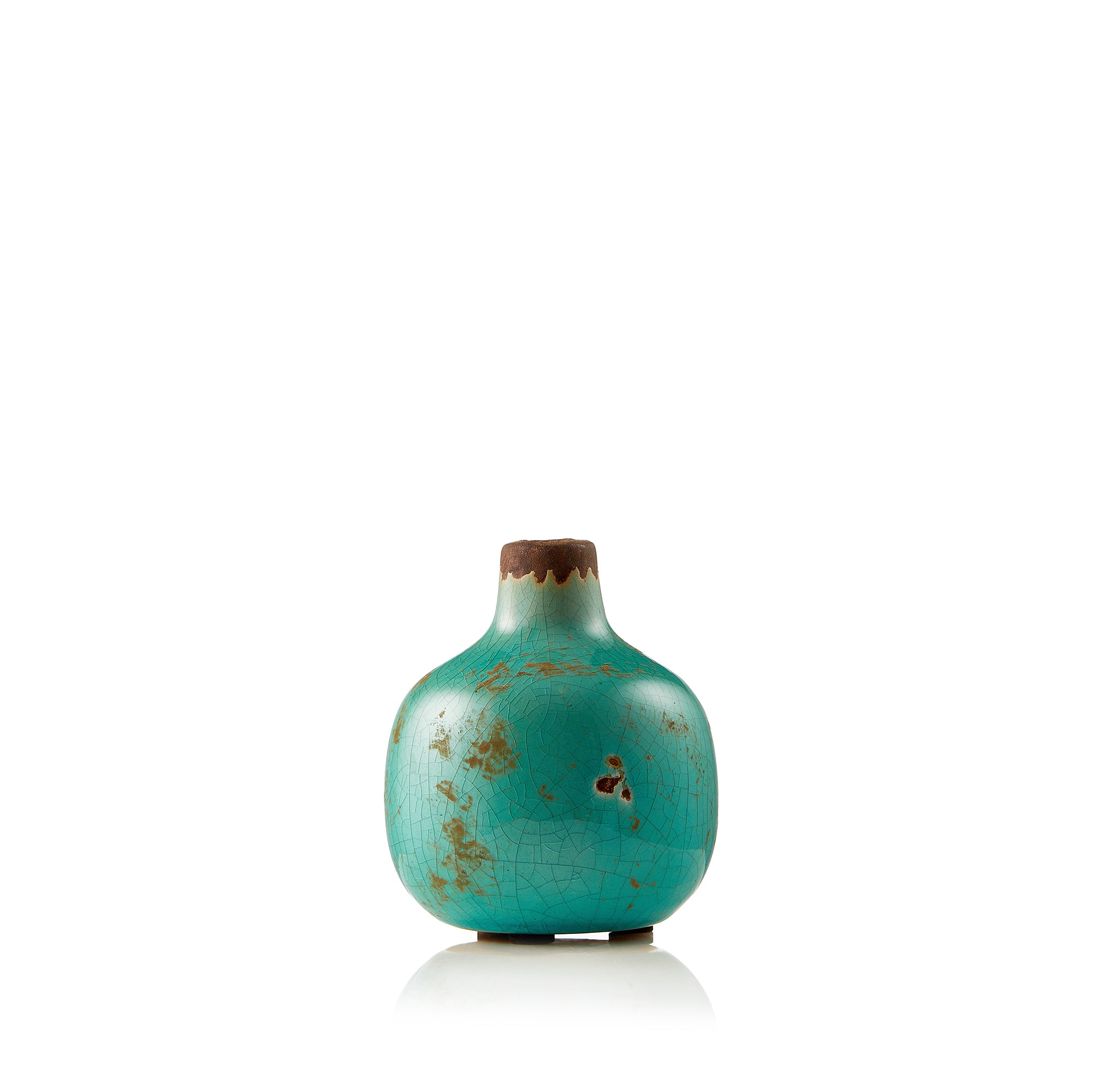 Ceramic Crackled Vase in Turquoise