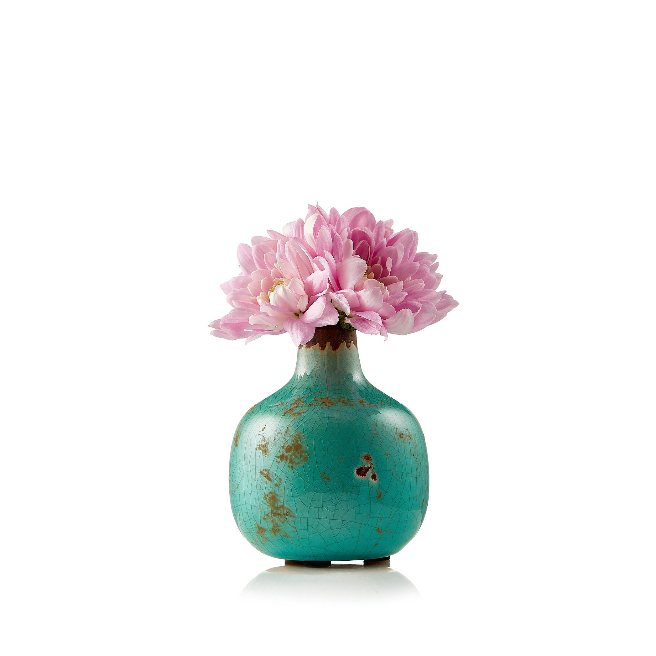 Ceramic Crackled Vase in Turquoise