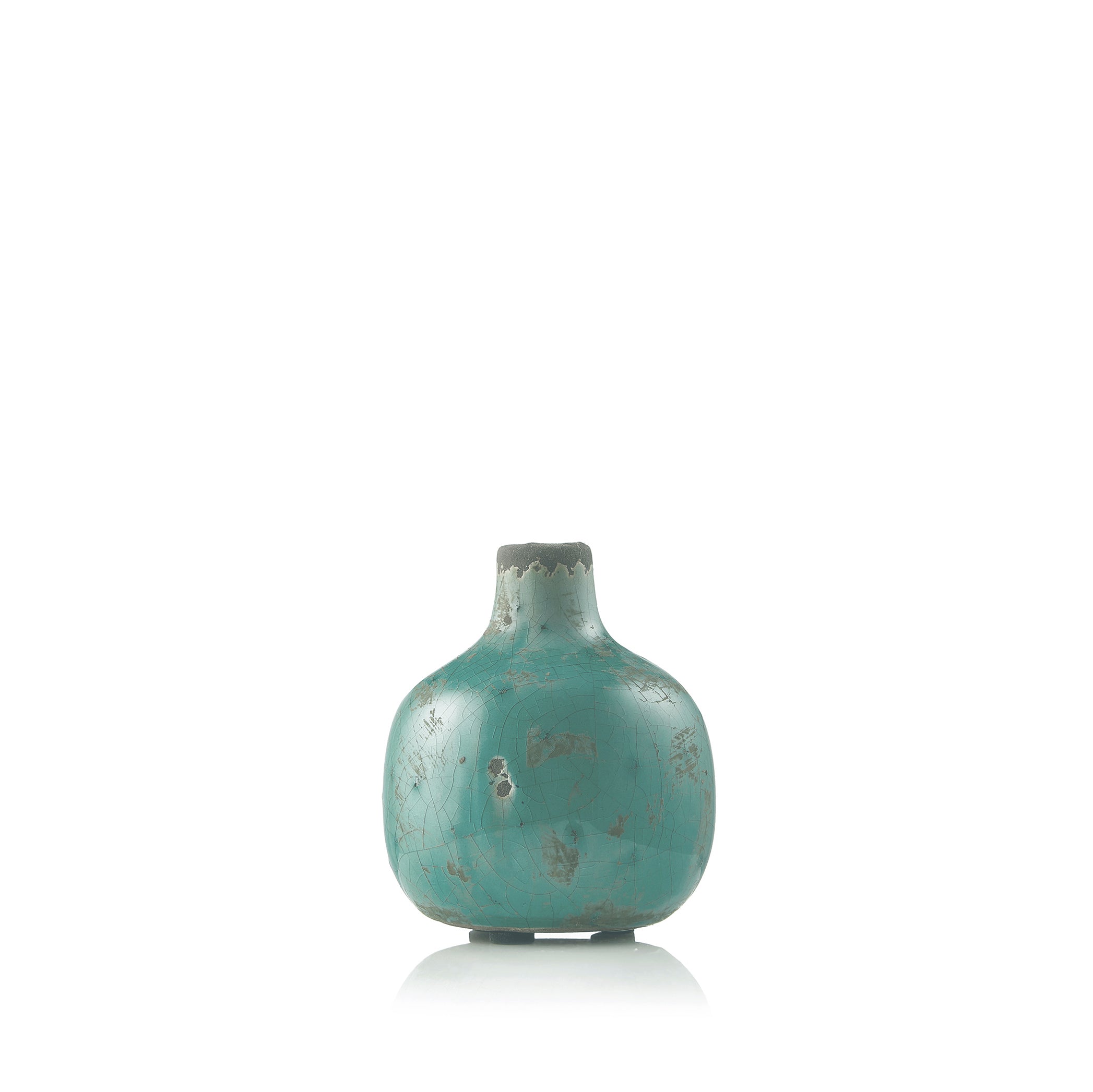 Ceramic Crackled Vase in Aqua Green