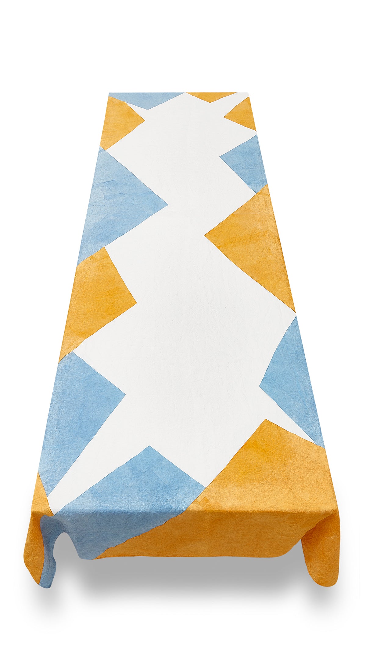 Cubism Linen Tablecloth in Blue and Yellow