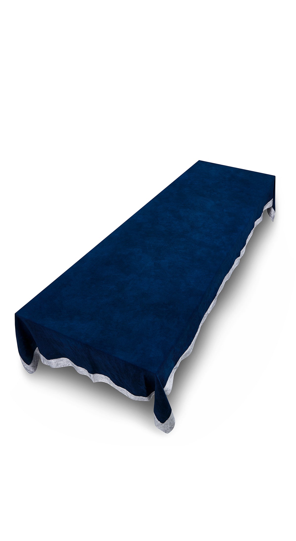 Silver Edge Linen Tablecloth in Midnight Blue