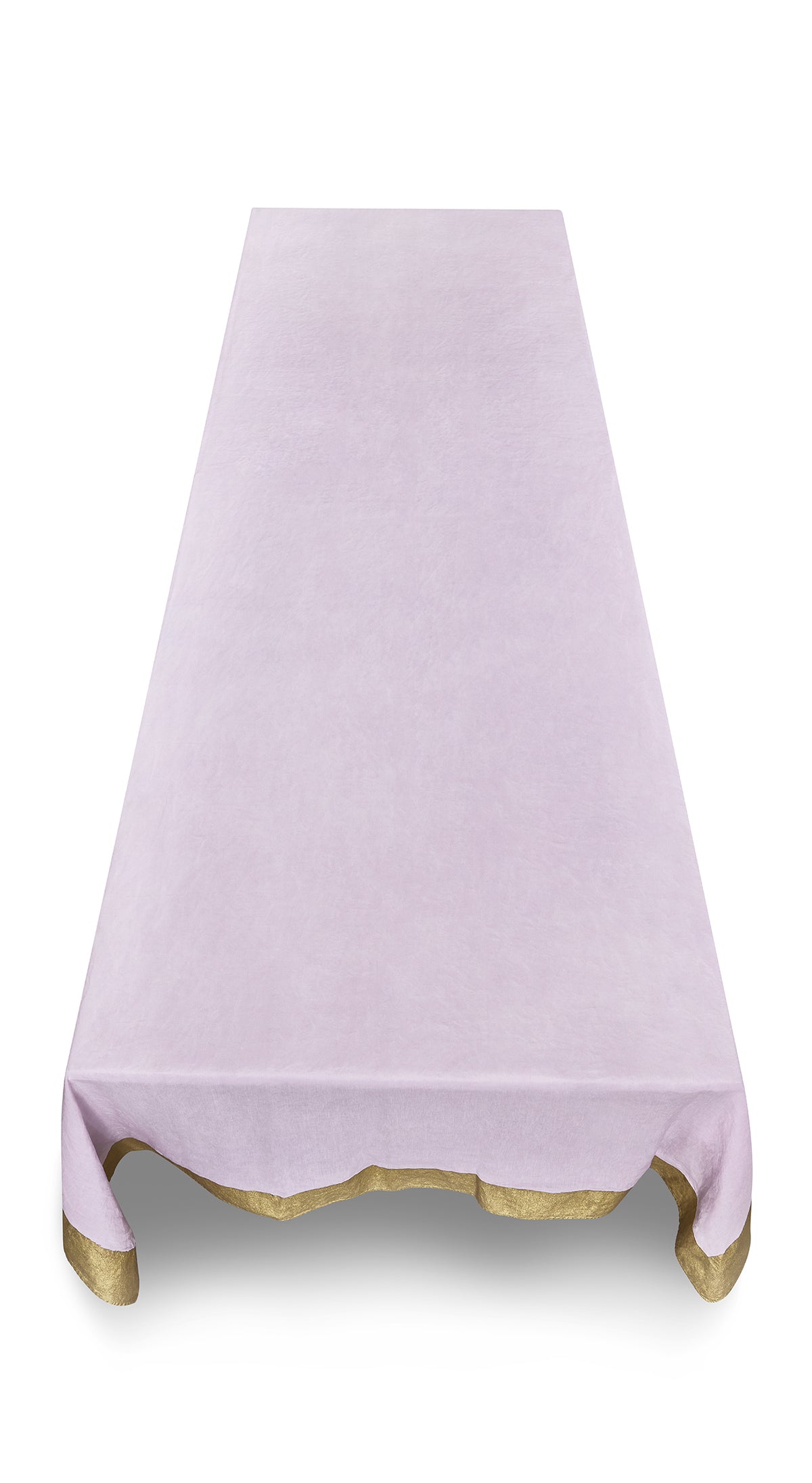 Gold Edge Linen Tablecloth in Pale Pink