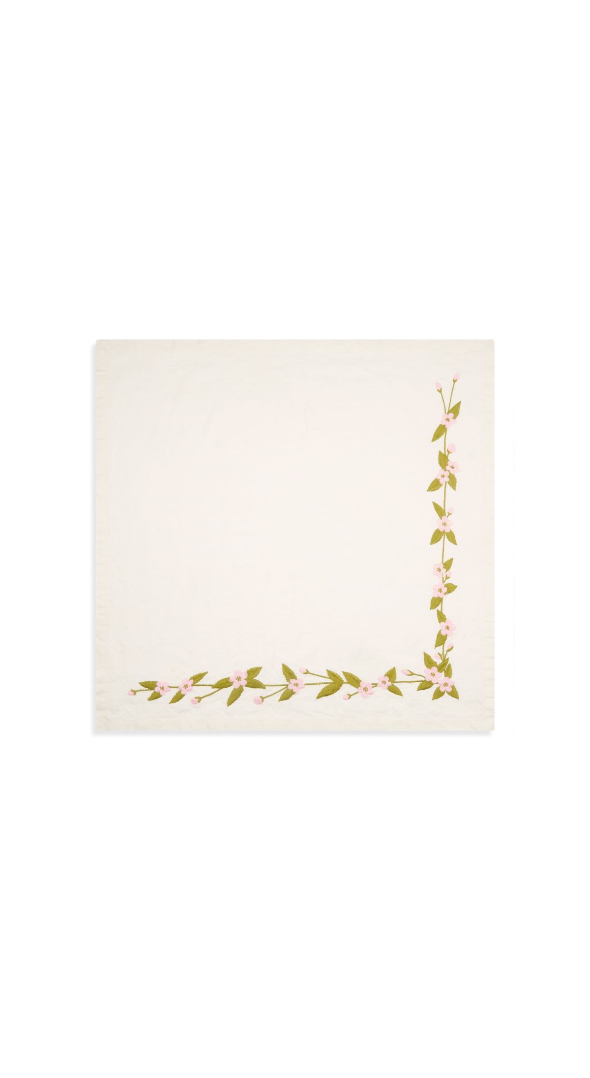 Embroidered Cherry Blossom Linen Napkin, 50x50cm