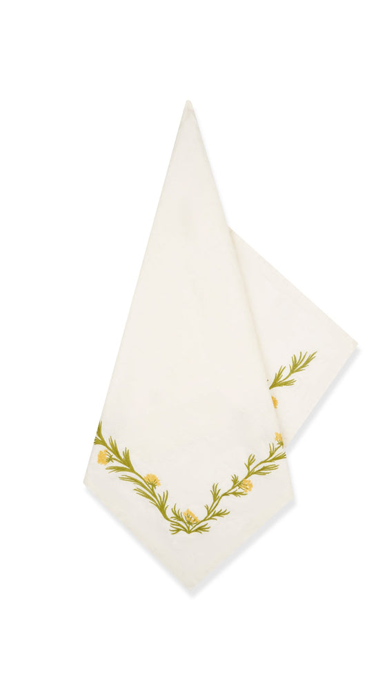 Embroidered Fennel Flower Linen Napkin, 50x50cm