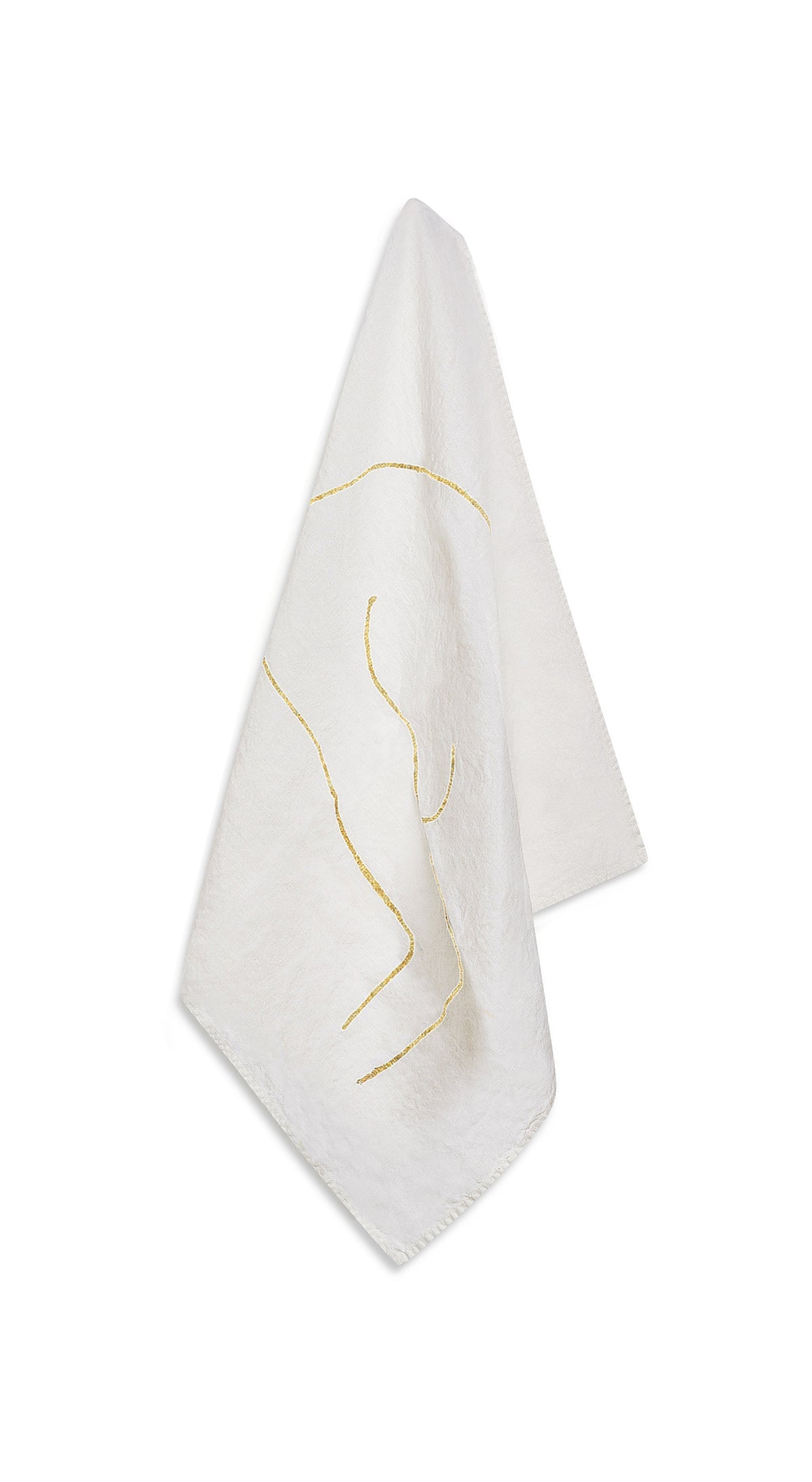 Nude Linen Napkin "Female With Lips" in Gold, 50x50cm