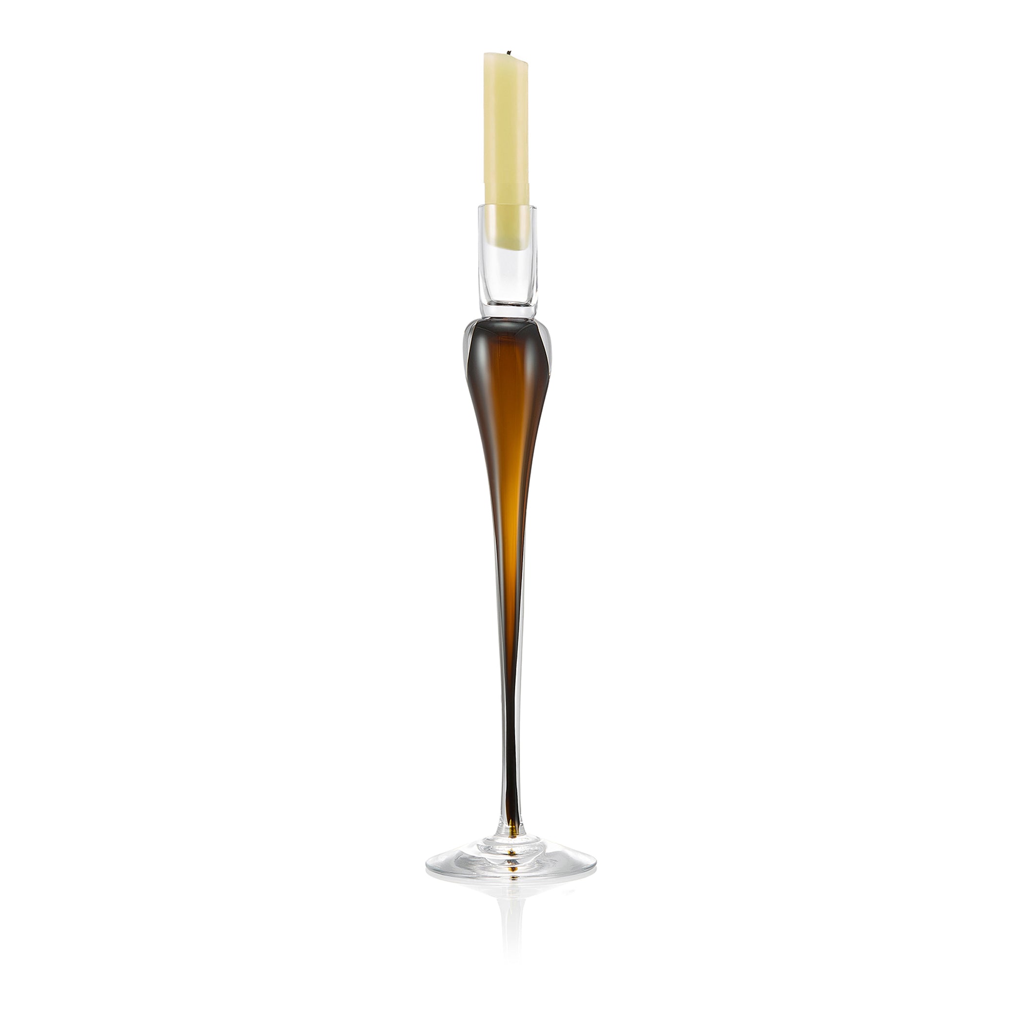 Handblown Glass Bumba Candlestick in Moss Green, 35cm