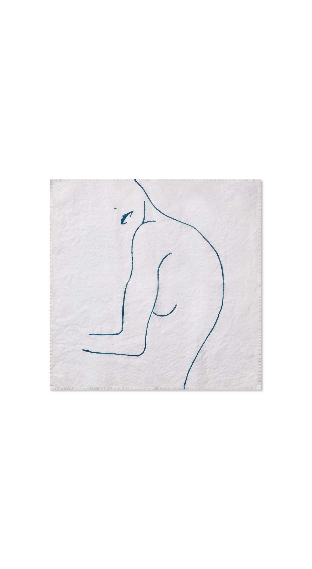 Nude Linen Napkin "Female With Lips" in Midnight Blue, 50x50cm