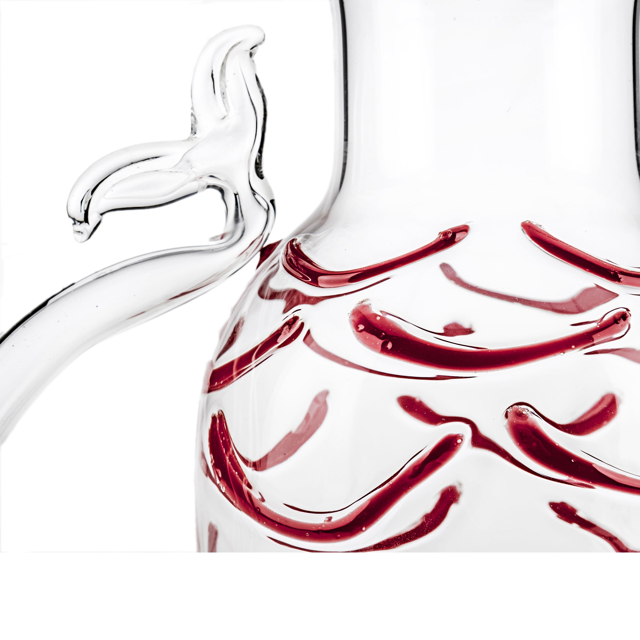 Handblown Glass Red Fish Tail Jug