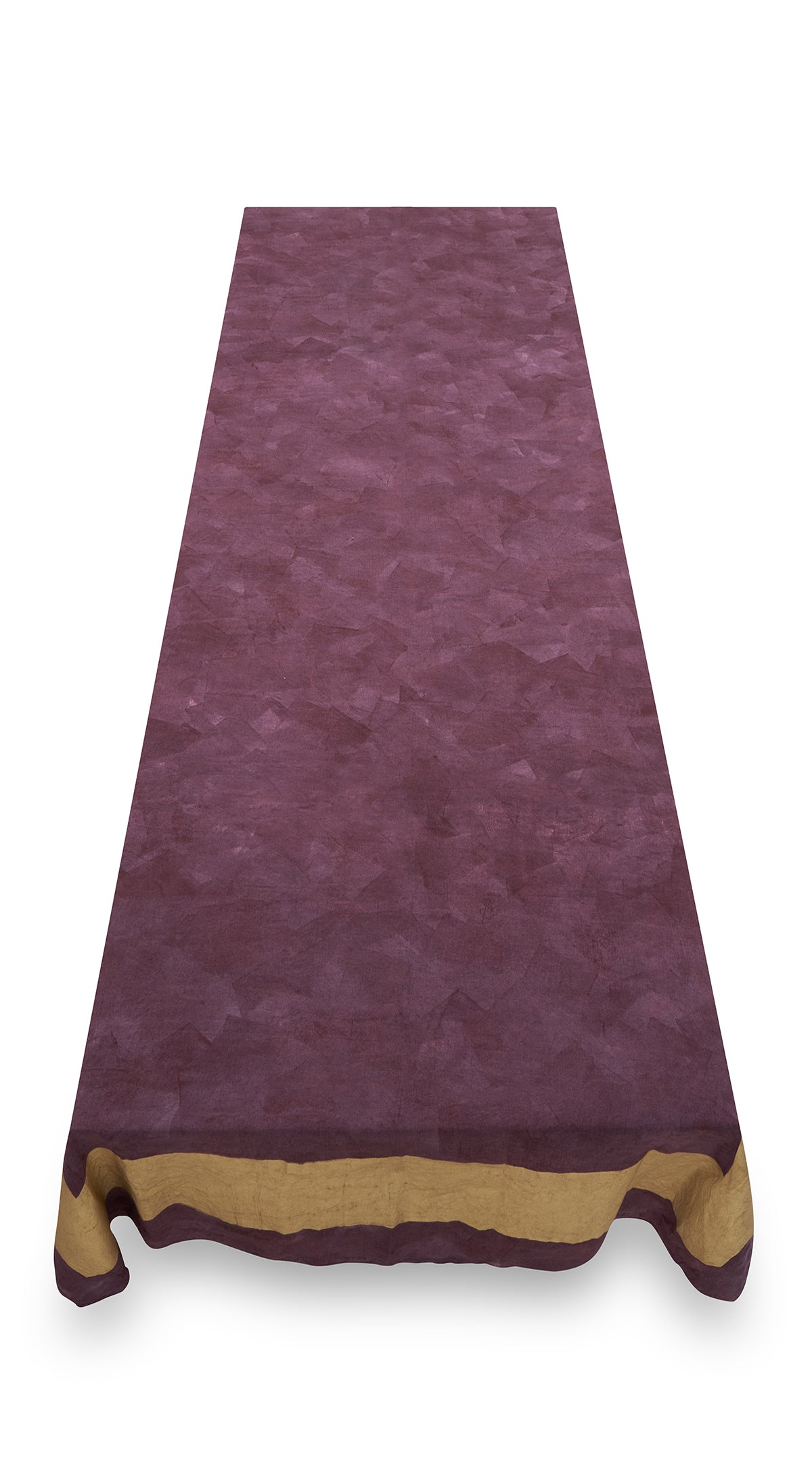 Full Field Cornice Linen Tablecloth in Grape Purple & Gold